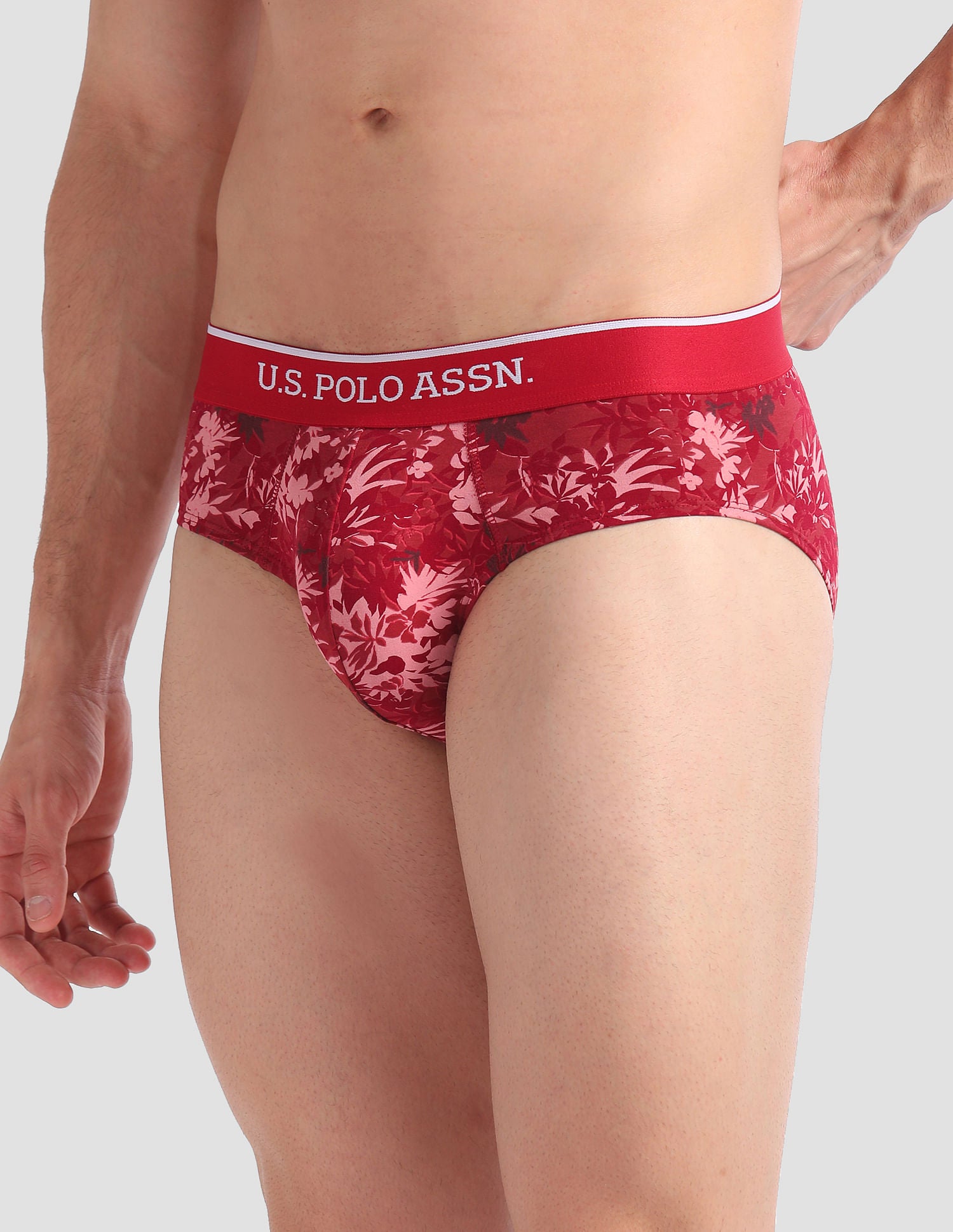 Abrasion Free Printed OEB01 Briefs - Pack Of 3 Blue, Red and Grey - U.S. POLO ASSN. | Large