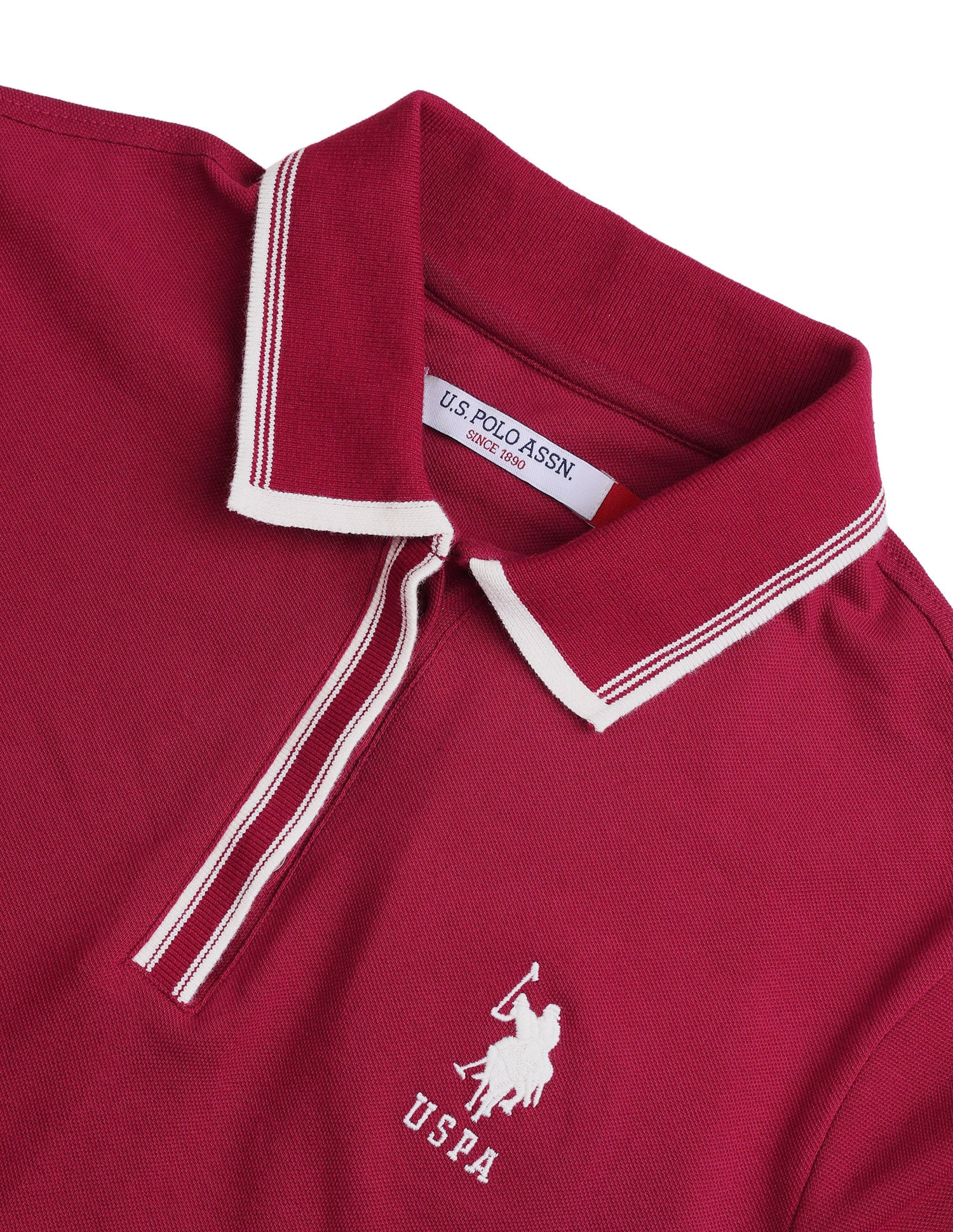 Solid Regular Fit Polo Shirt Dark Red - U.S. Polo Assn. India | Large