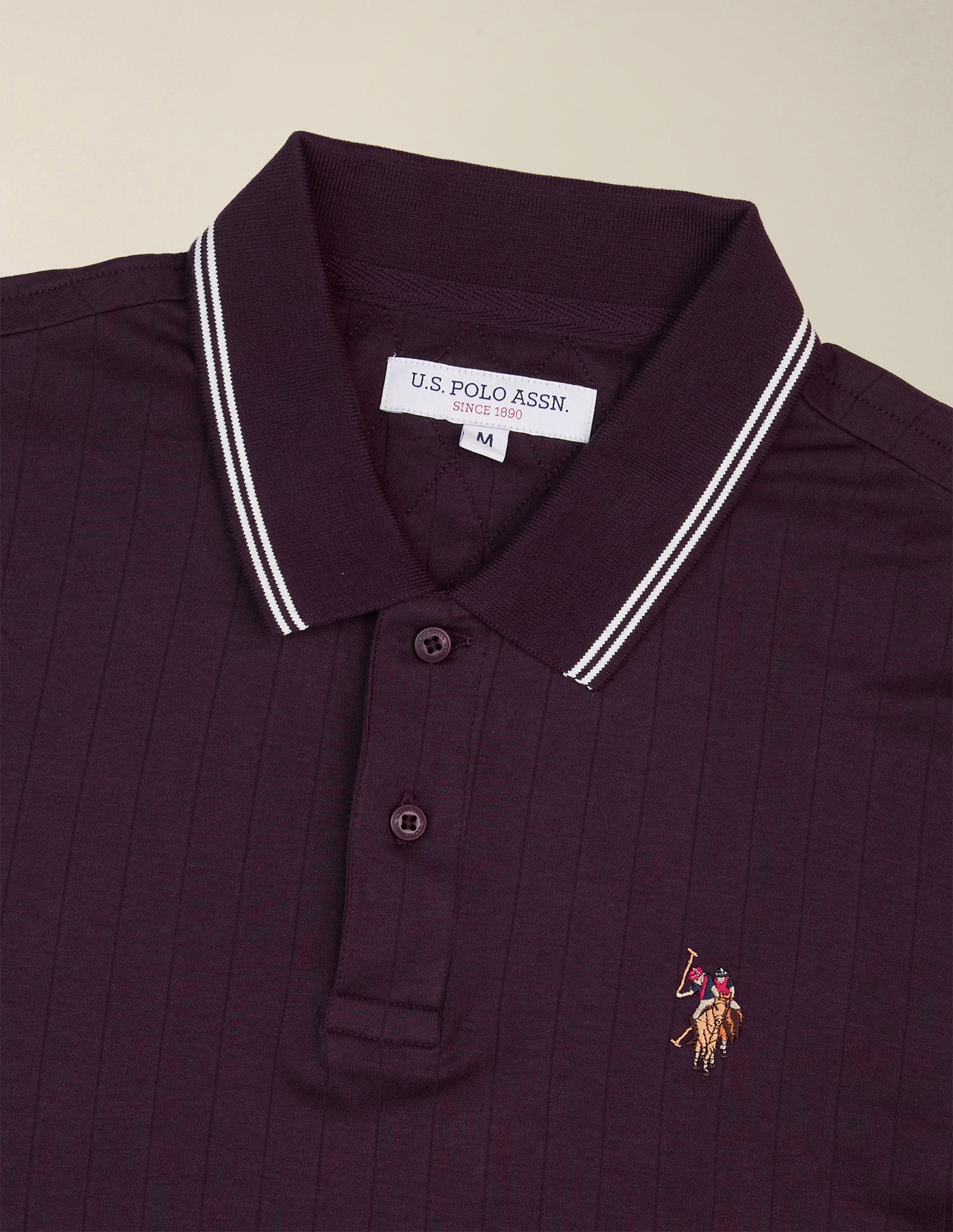 Patterned Knit Slim Fit Polo Shirt Purple - U.S. Polo Assn. India | Large