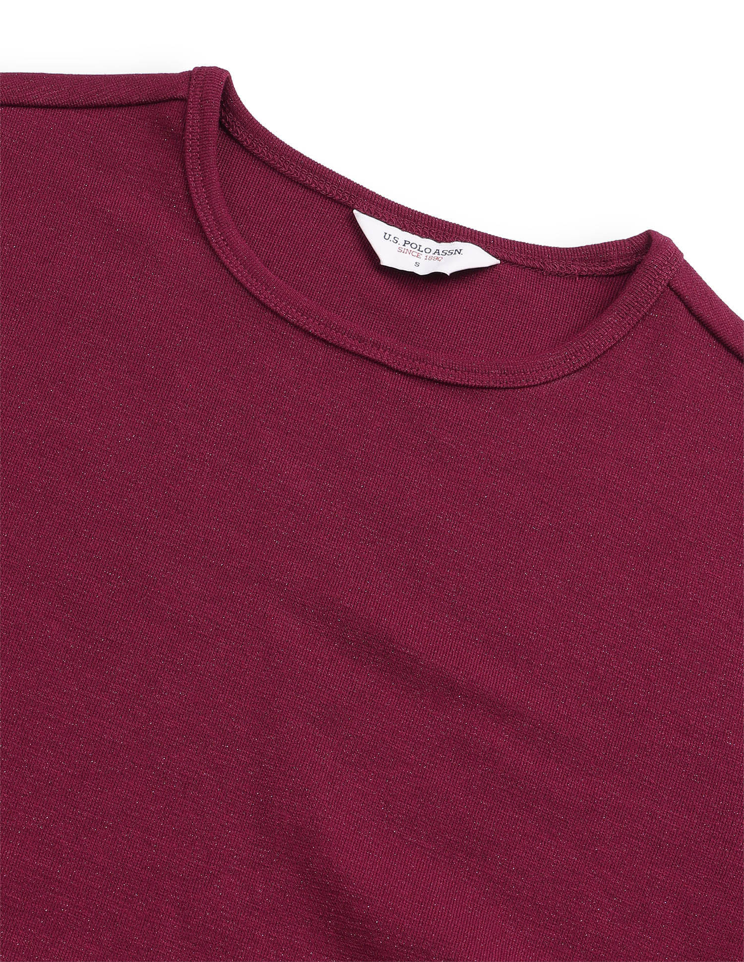 Solid Regular Fit Ruched Top Maroon - U.S. Polo Assn. India | Large