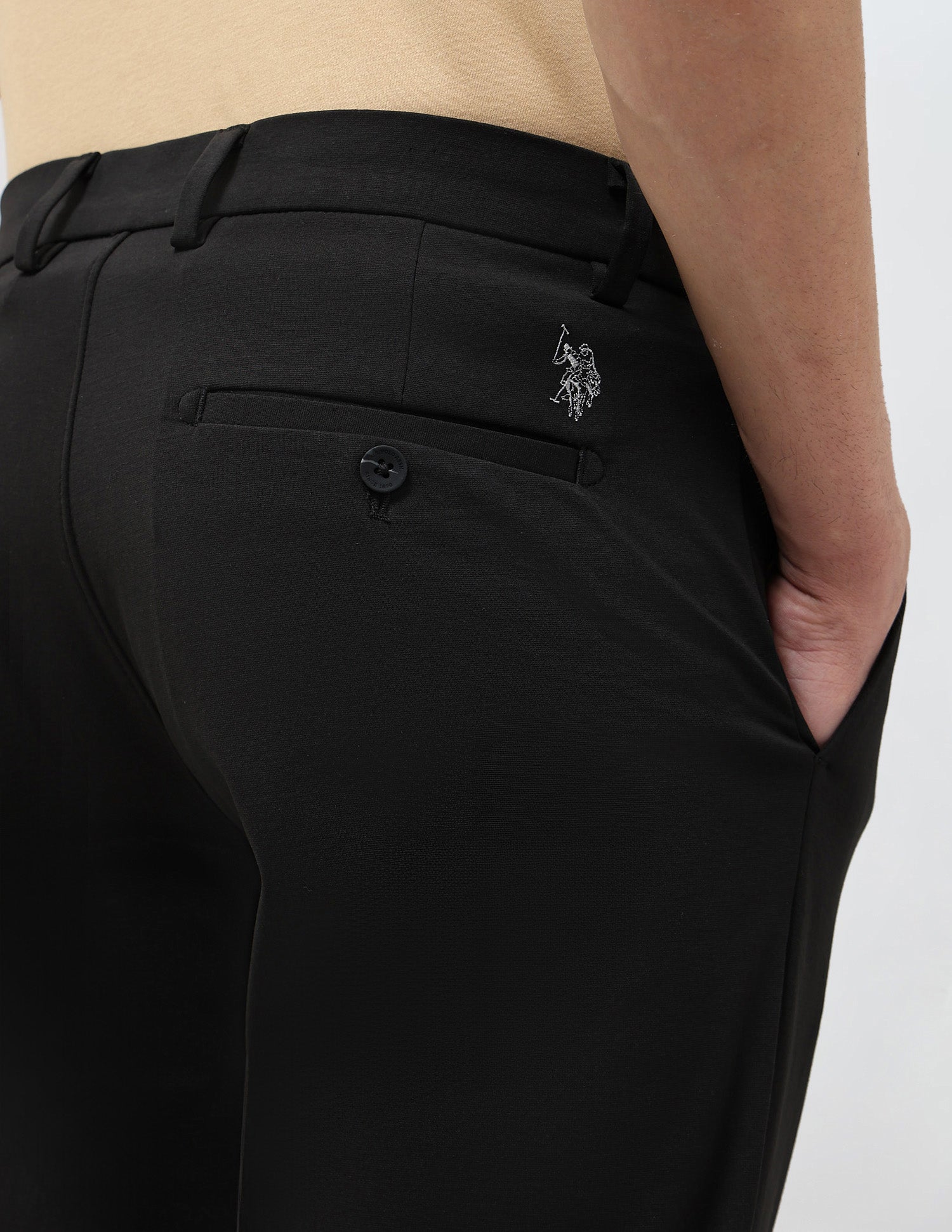 Satin Slim Fit Trousers Black - U.S. Polo Assn. India | Large