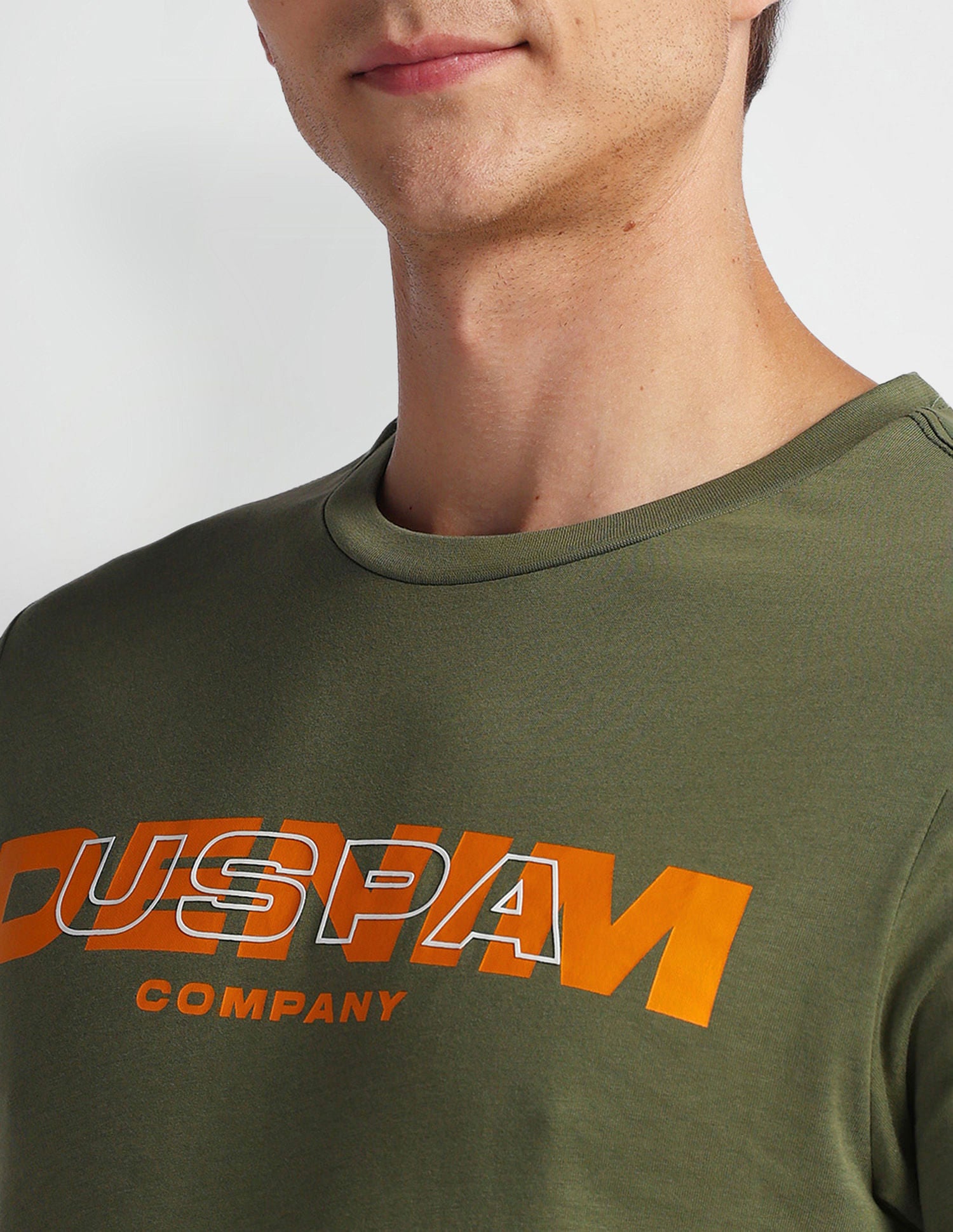 Brand Print Muscle Fit T-Shirt Olive - U.S. Polo Assn. India | Large