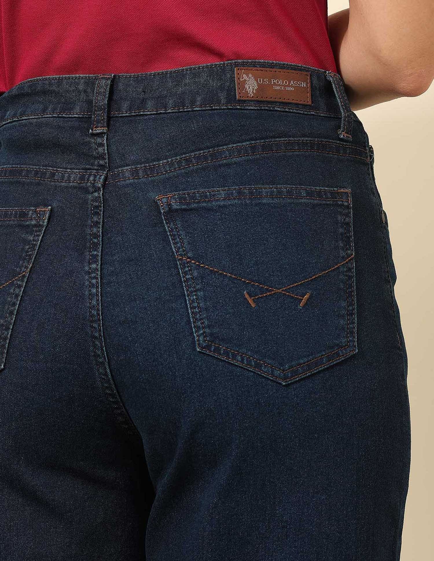 High Rise Wide Leg Fit Jeans Dark Blue - U.S. POLO ASSN. | Large