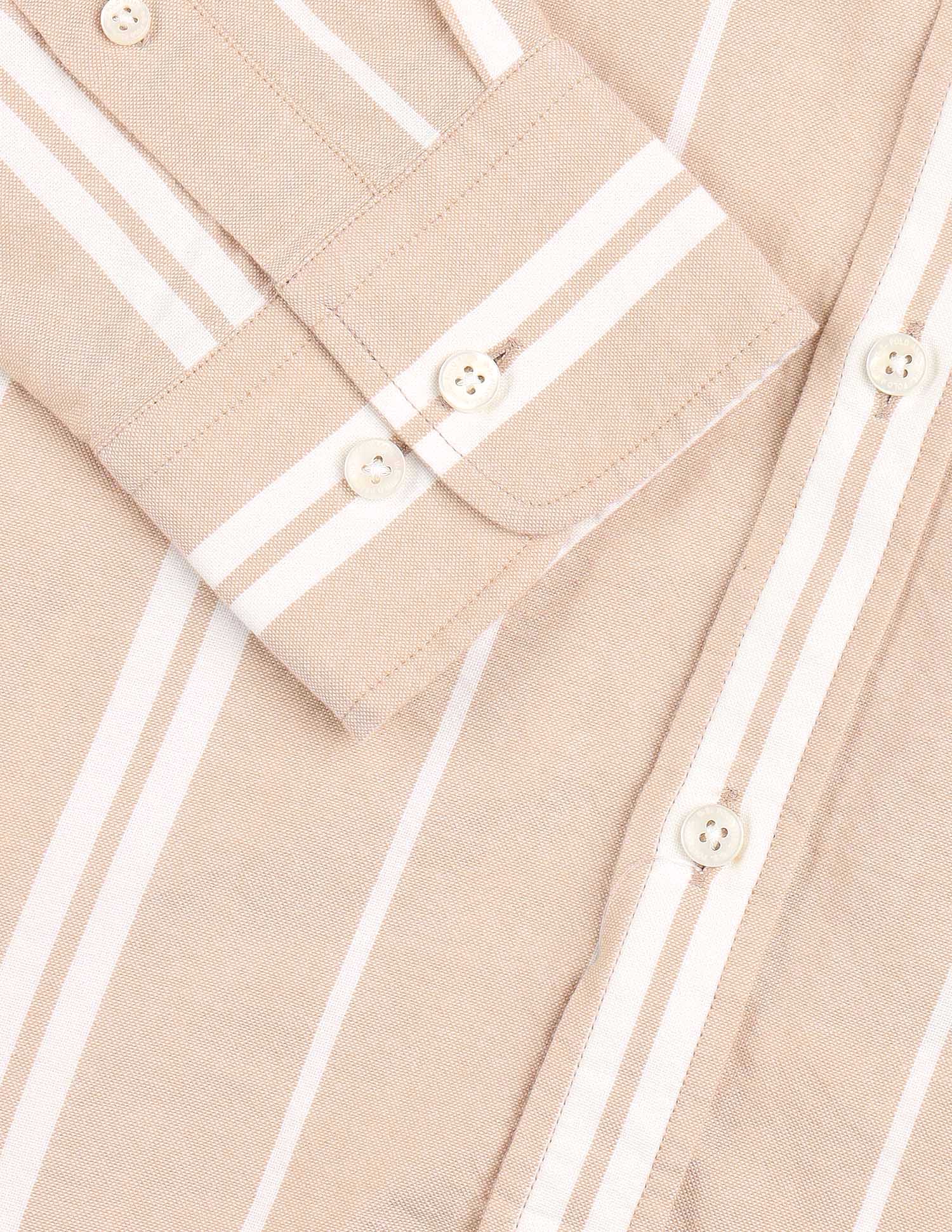 Vertical Striped Tailored Fit Shirt Beige - U.S. Polo Assn. India | Large