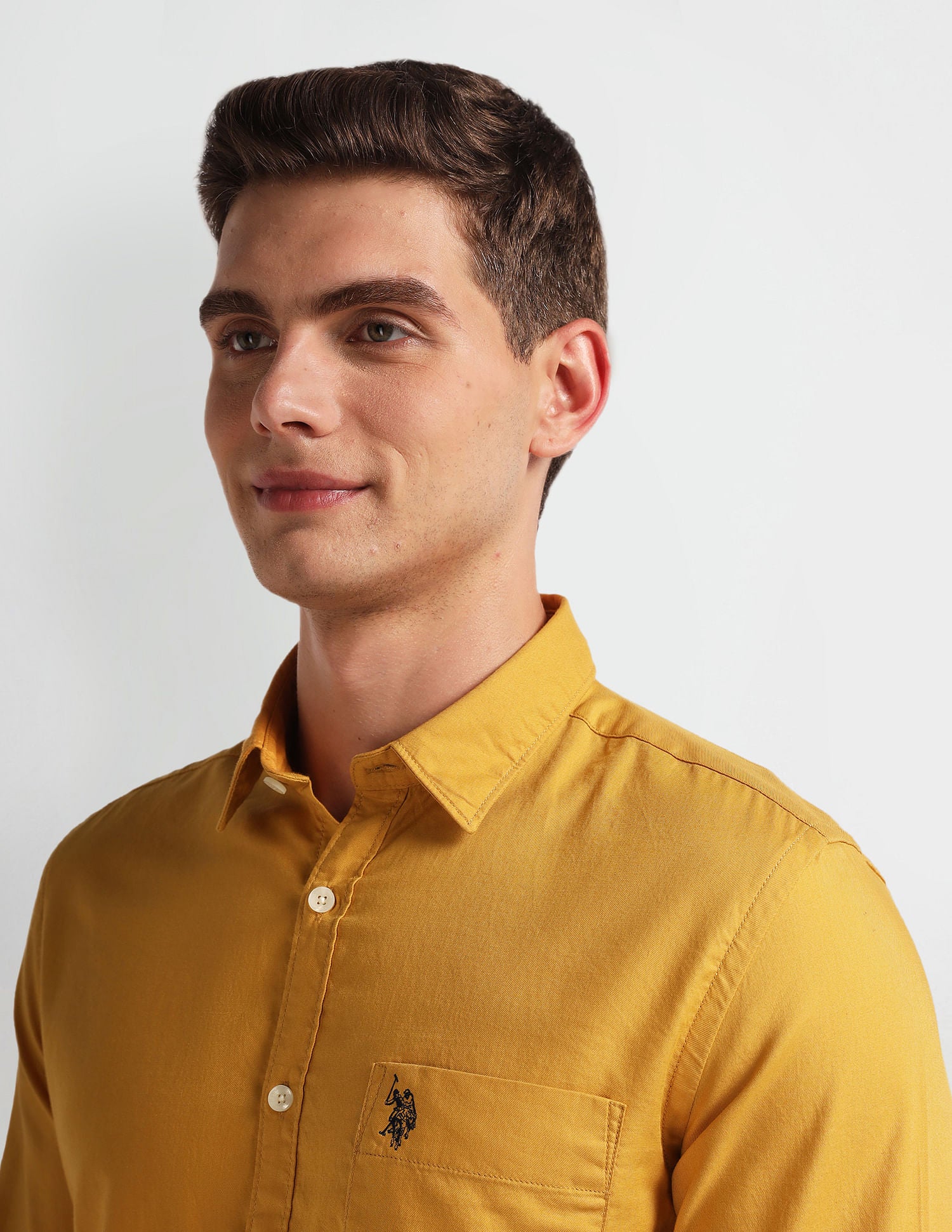 Twill Slim Fit Shirt Mustard - U.S. Polo Assn. India | Large