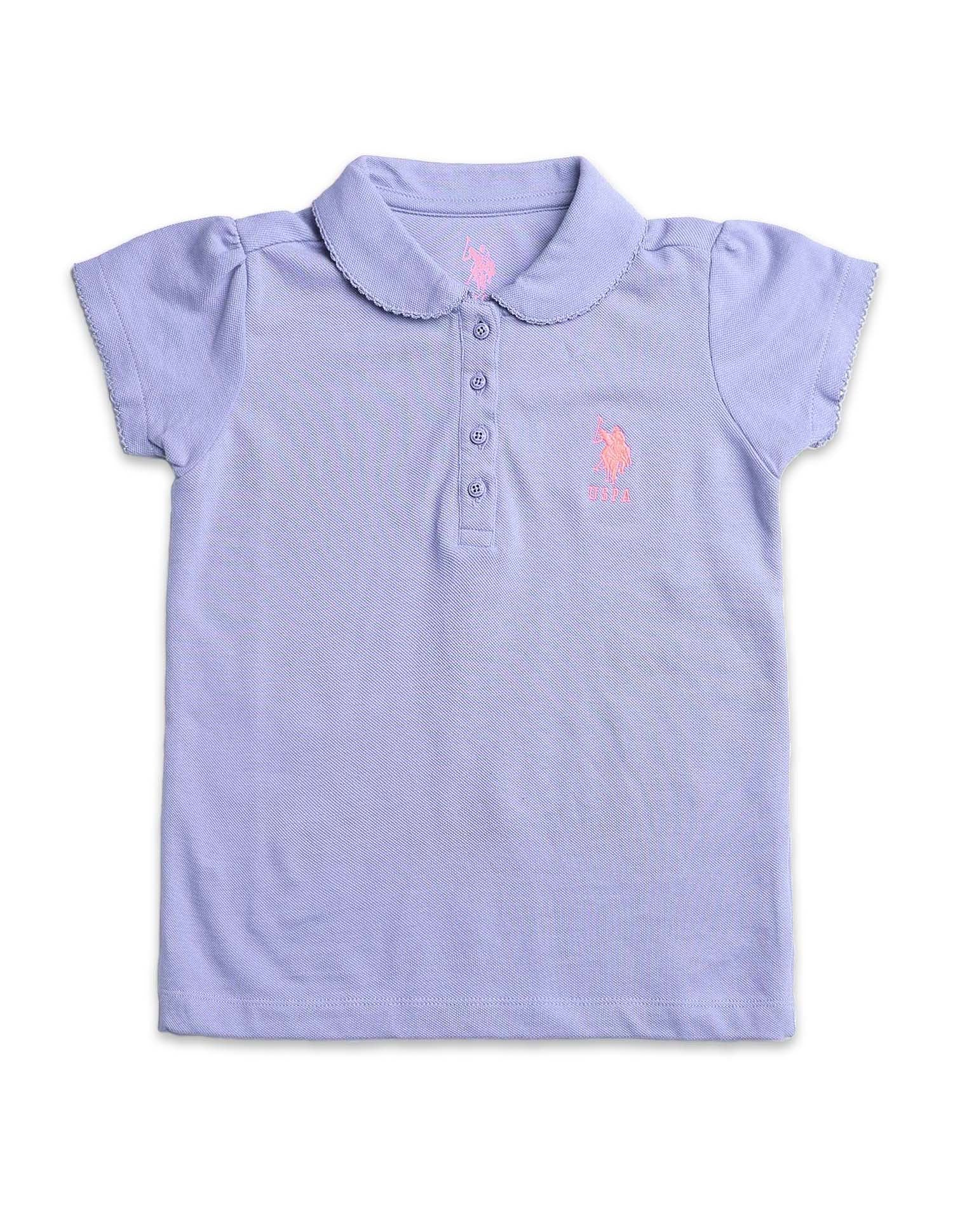 Girls Solid Cotton Polo Shirt Light Purple - U.S. POLO ASSN. | Large