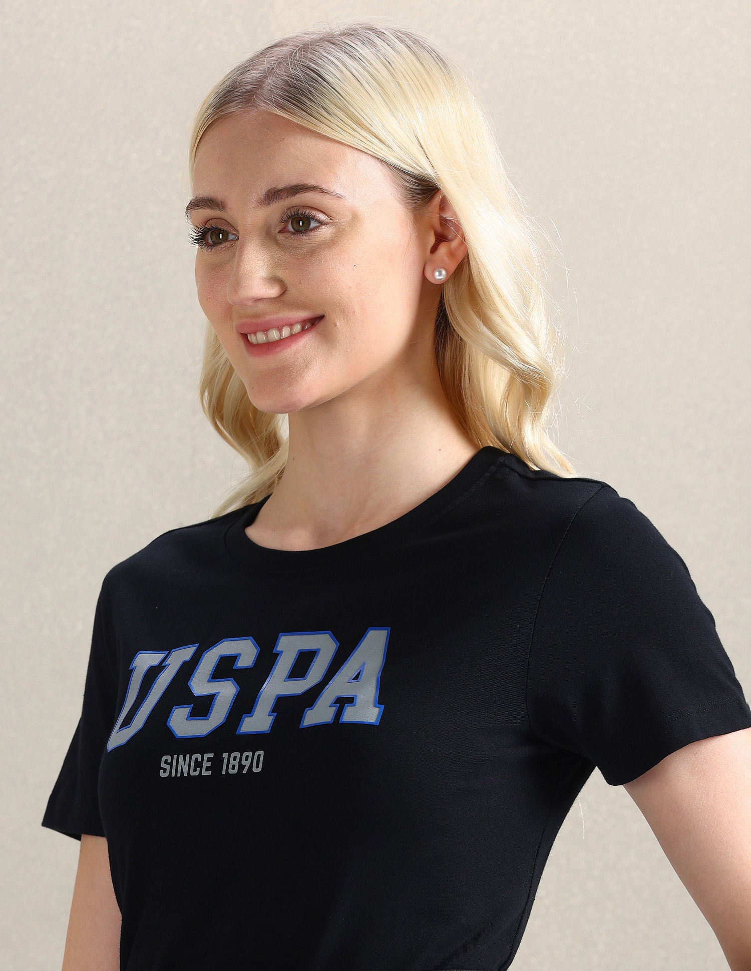 HD Brand Print Cotton T-Shirt Black - U.S. POLO ASSN. | Large