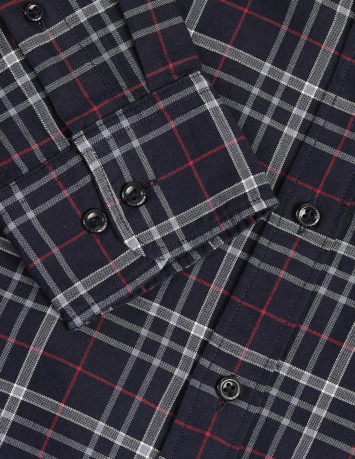 Tailored Fit Checked Shirt Navy - U.S. Polo Assn. India | Large