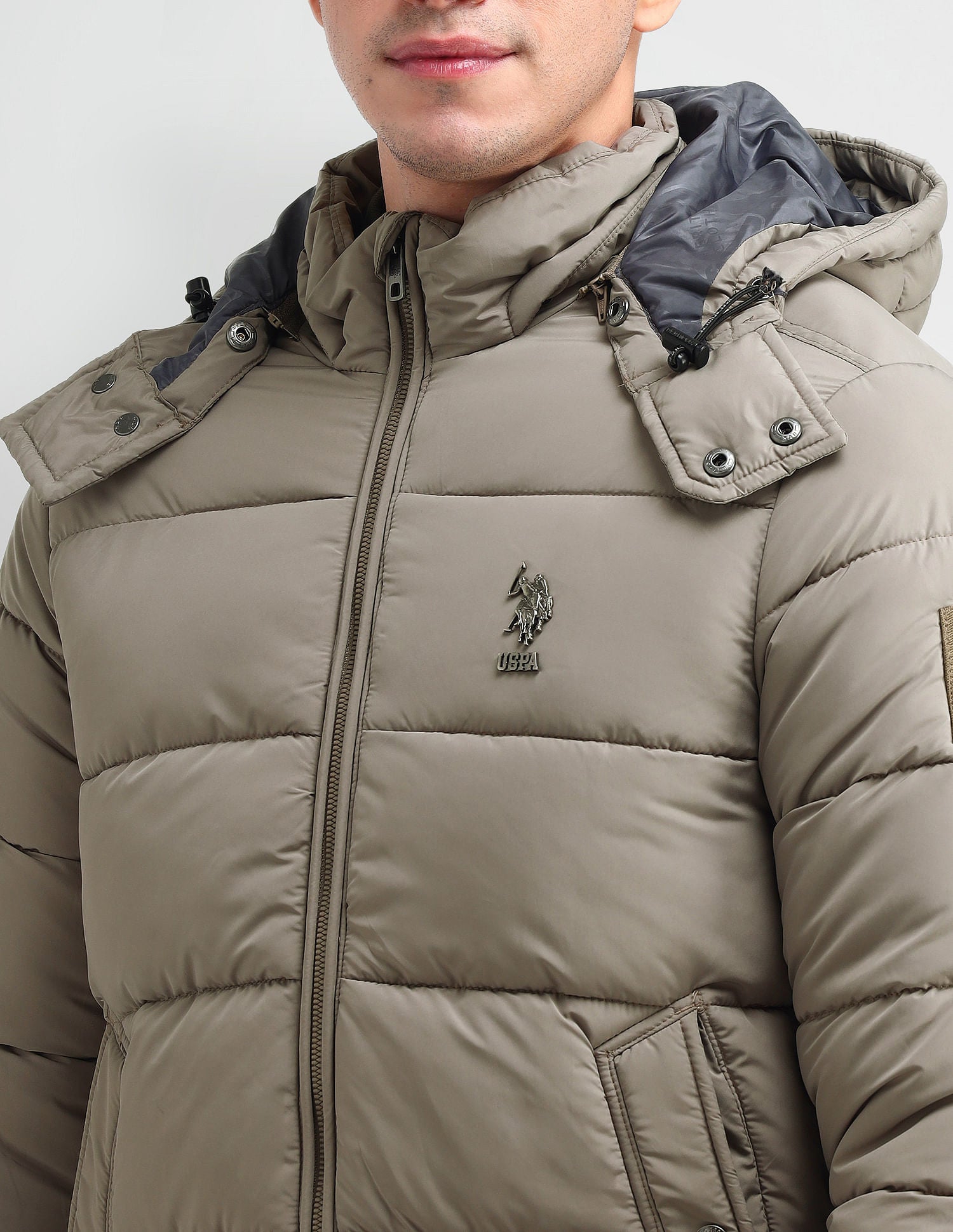 Regular Fit Solid Puffer Jackets Mousse - U.S. POLO ASSN. | Large