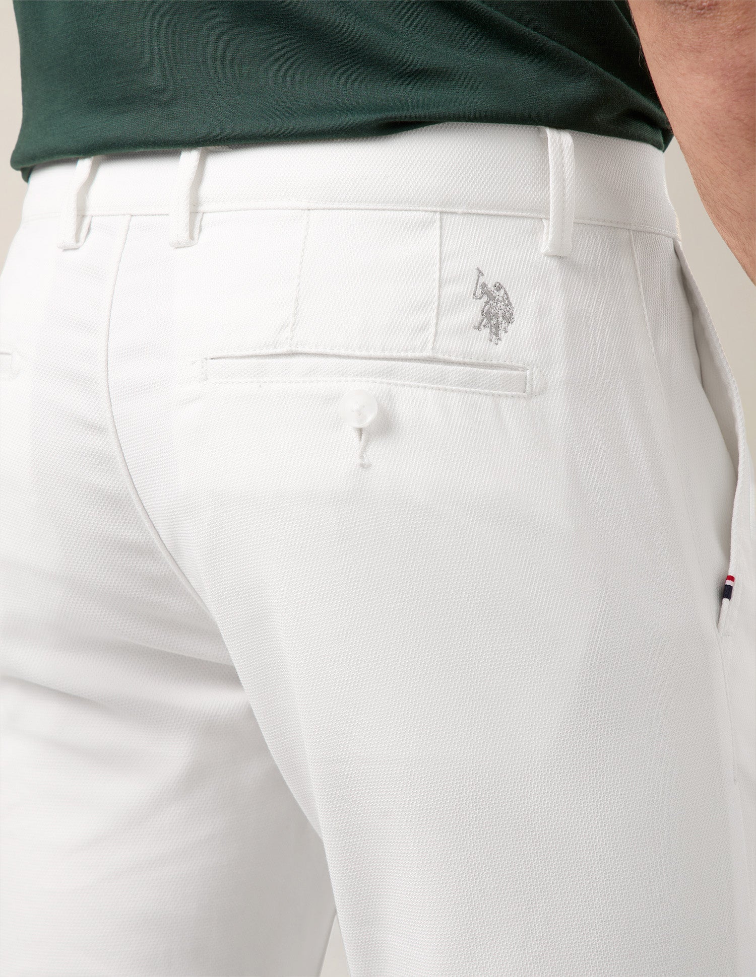 Mid Rise Austin Slim Fit Trousers White - U.S. Polo Assn. India | Large