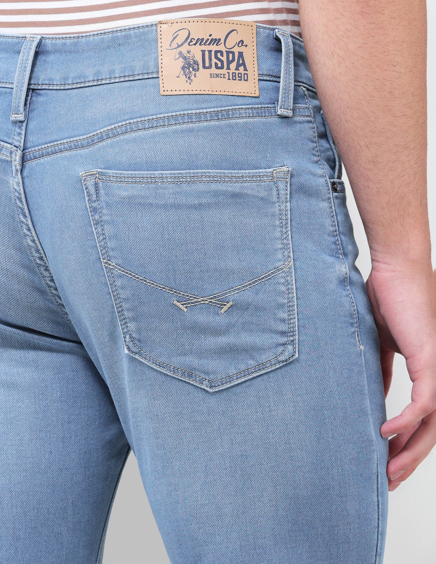 Regallo Skinny Fit Blue Jeans Light Blue - U.S. Polo Assn. India | Large