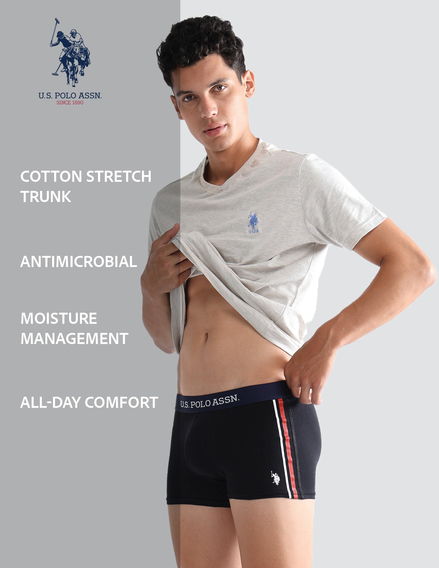 Solid Super Soft ET001 Trunks - Pack Of 1 Black - U.S. POLO ASSN. | Large