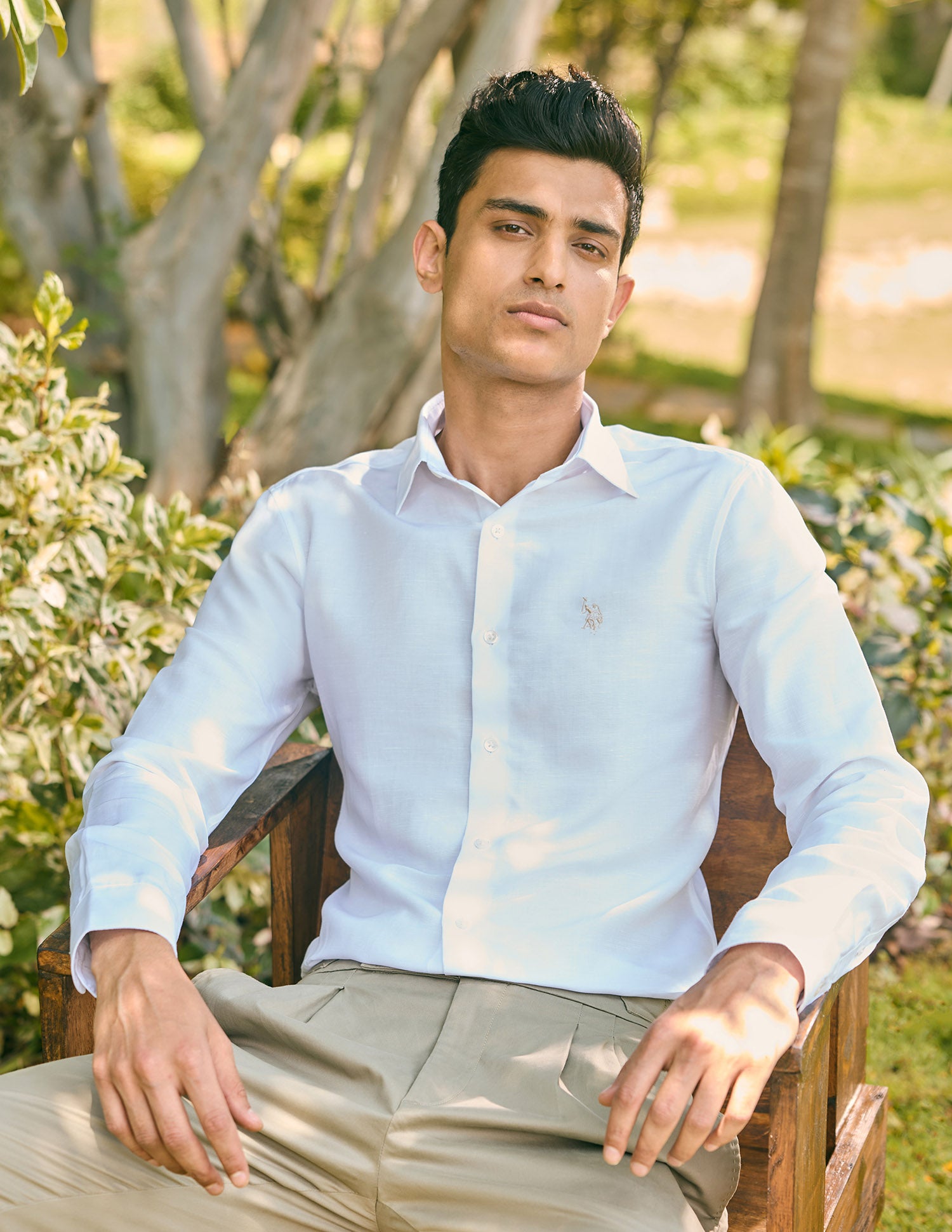 Pacho X Tailored Fit Solid Shirt White - U.S. POLO ASSN. | Large