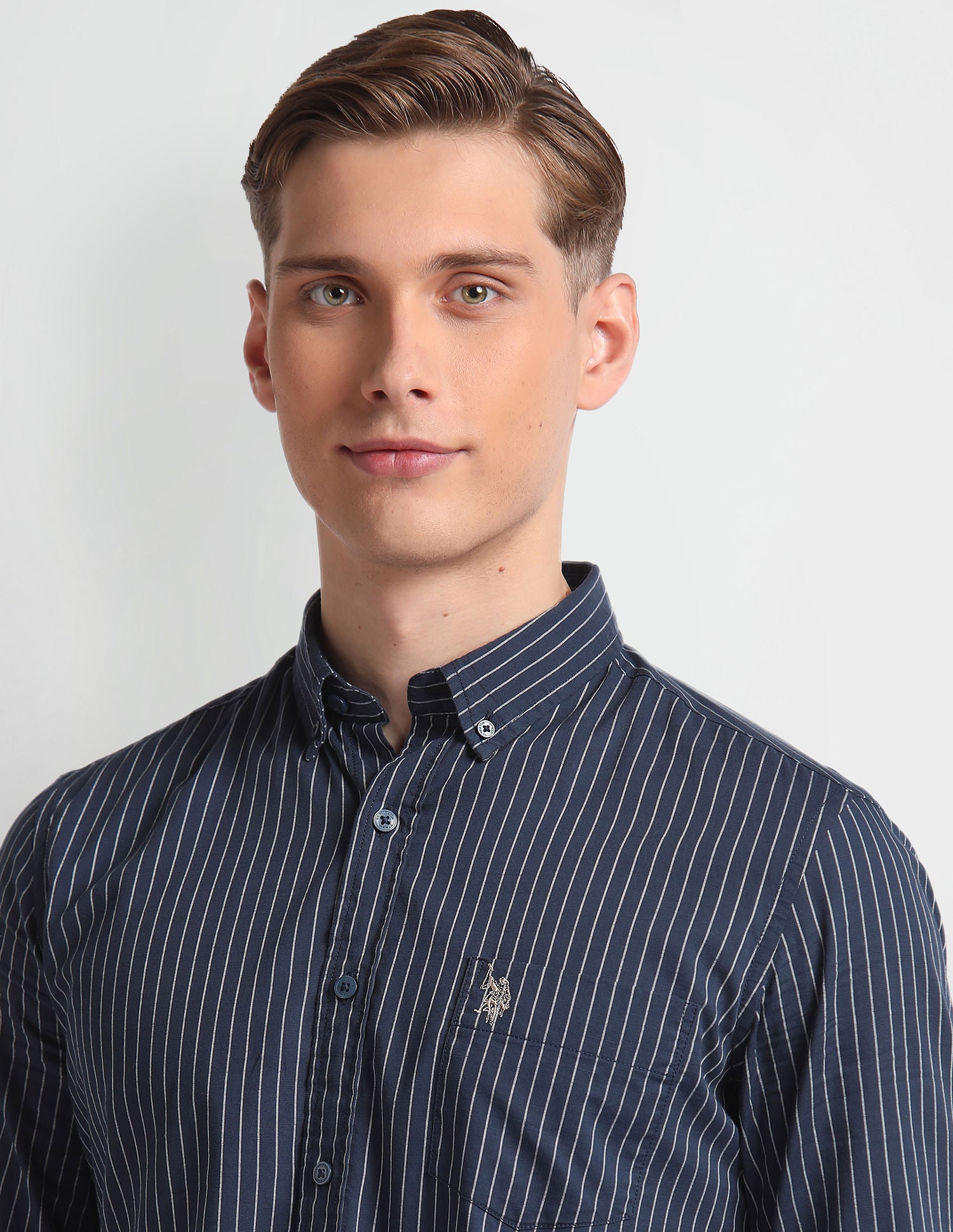 Vertical Stripe Cotton Shirt Navy - U.S. Polo Assn. India | Large