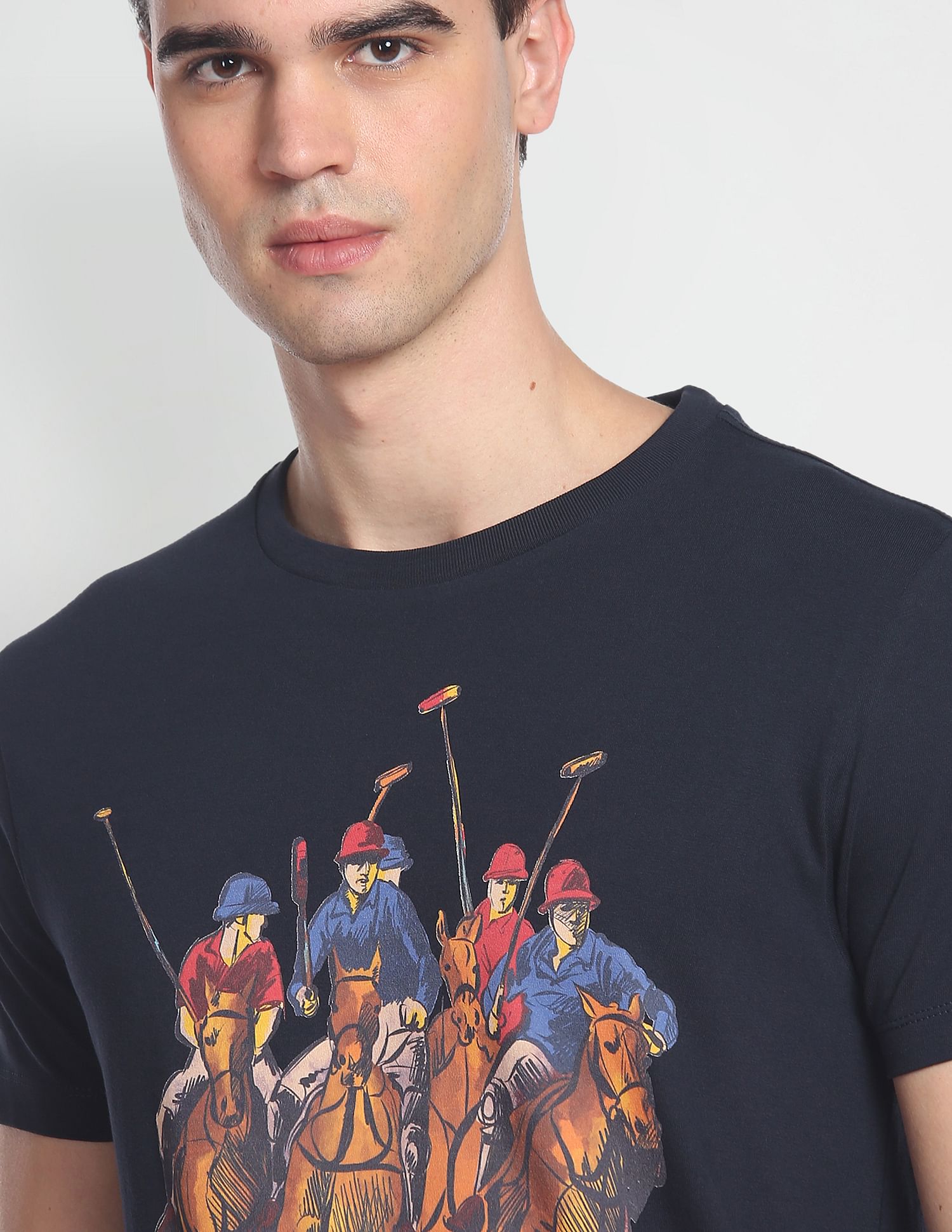 Brand Print Cotton T-Shirt Navy - U.S. POLO ASSN. | Large