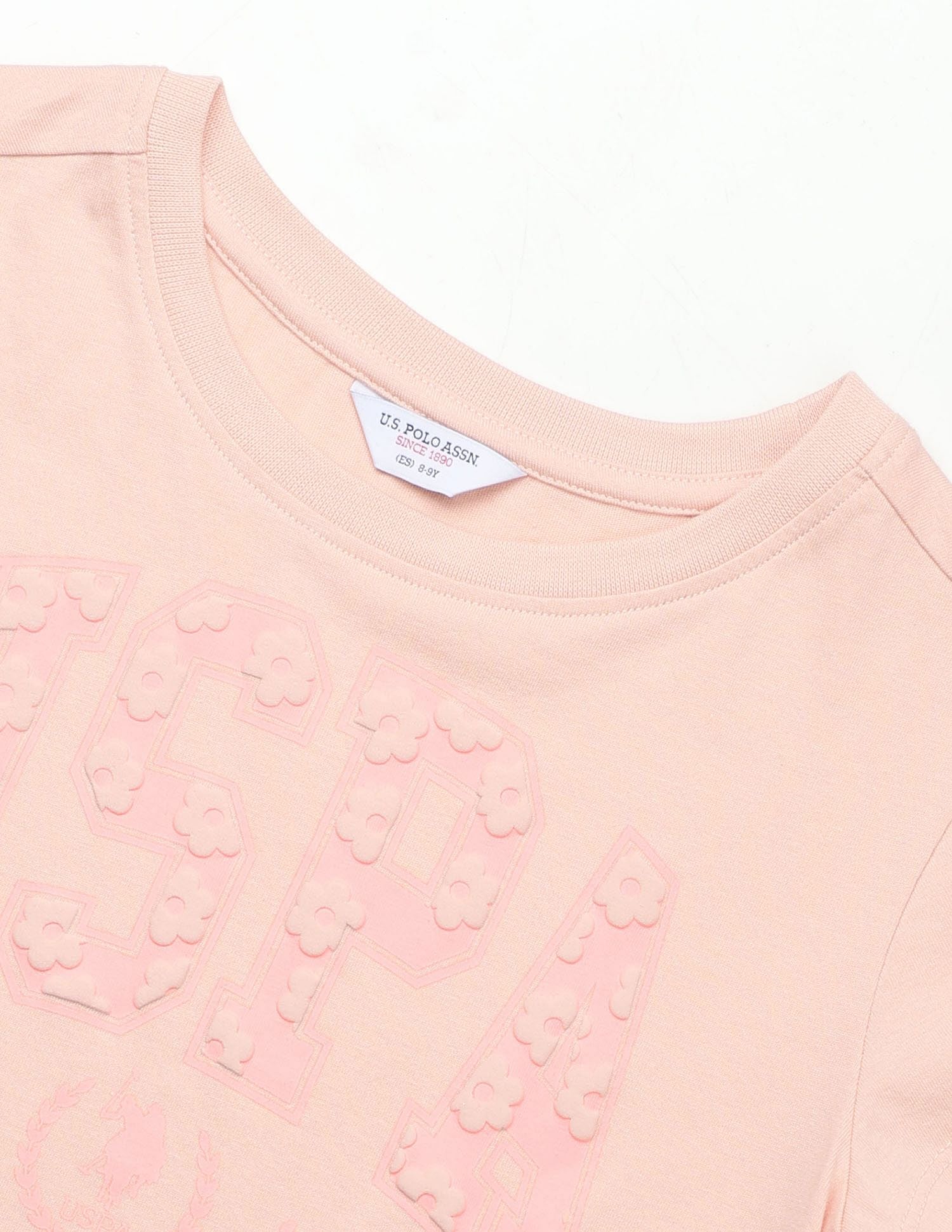 Girls Puff Print Relaxed Fit T-Shirt Pink - U.S. POLO ASSN. | Large