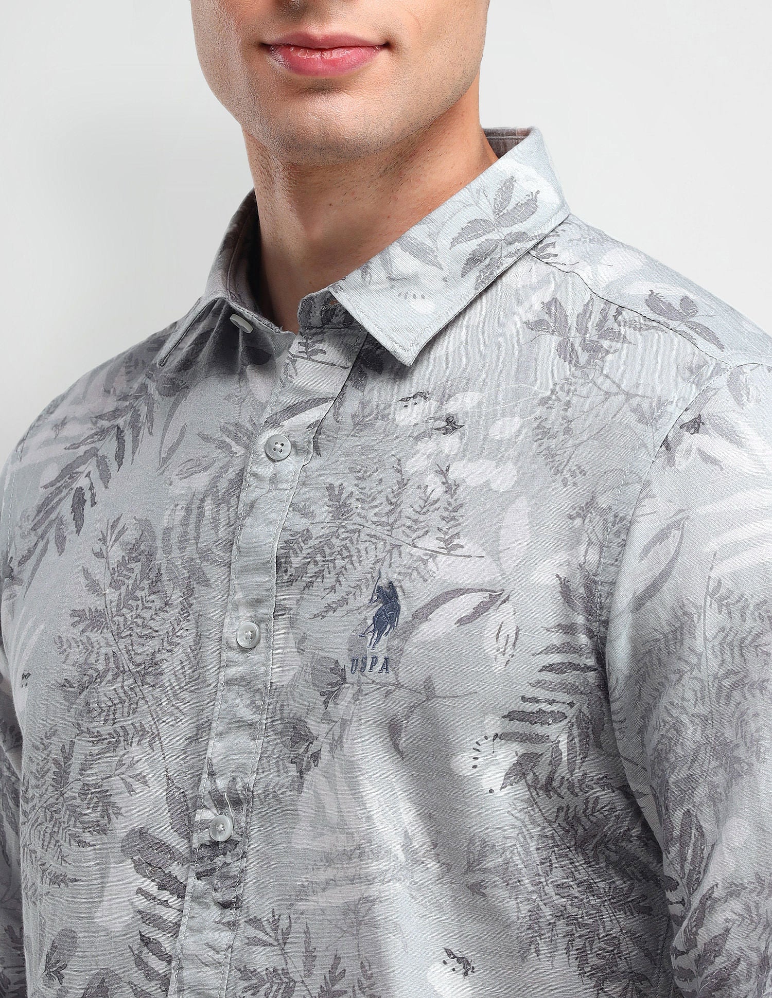 Slim Fit All-over Shirt Grey - U.S. POLO ASSN. | Large