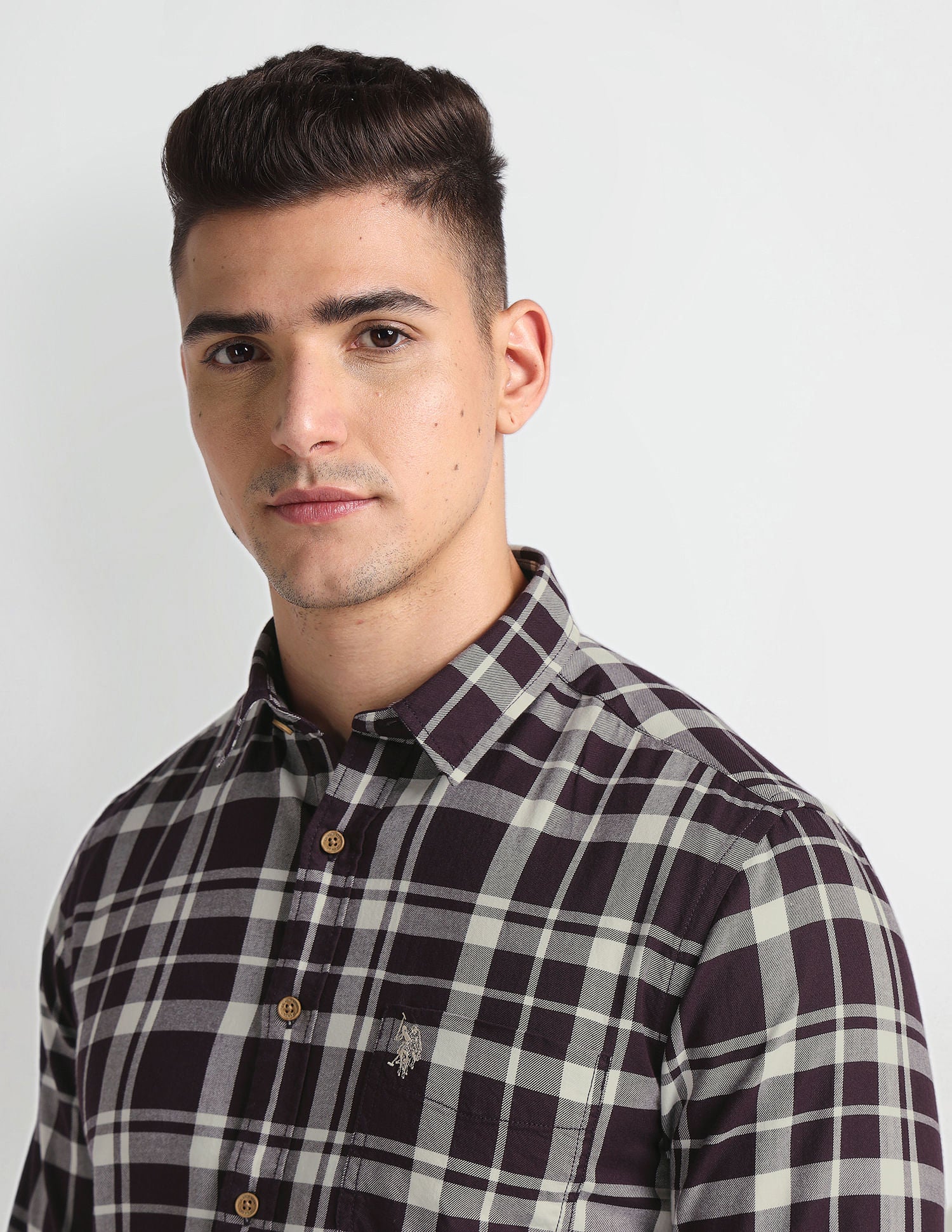 Tartan Check Twill Shirt Wine - U.S. Polo Assn. India | Large