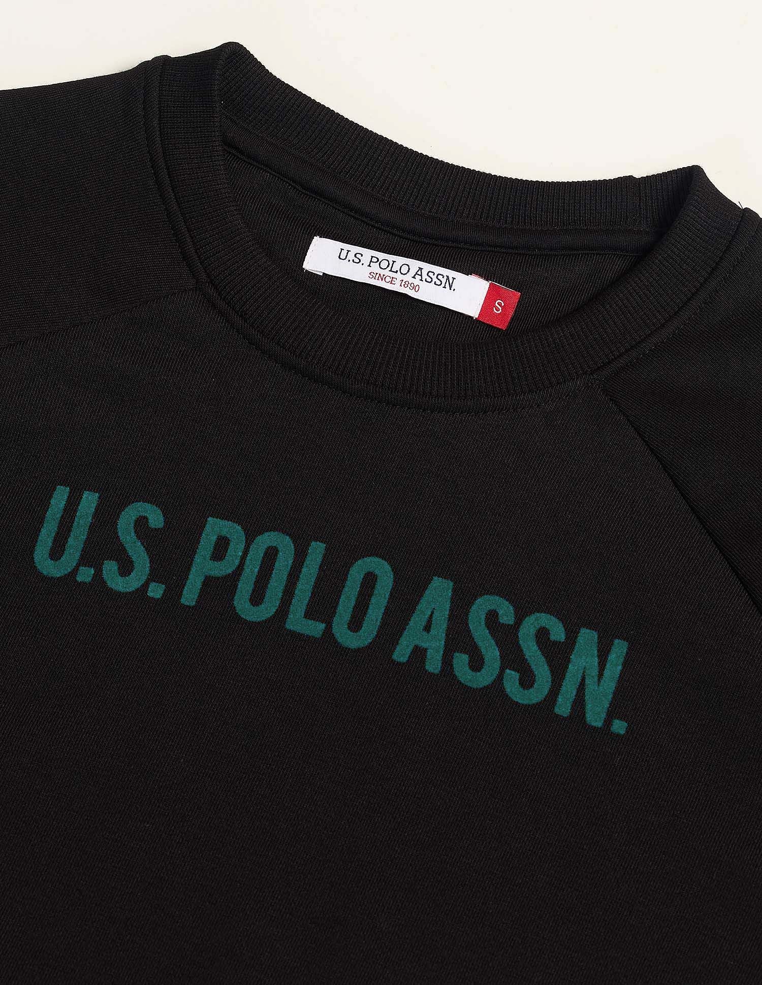 Raglan Sleeve Foil Print Sweatshirt Black - U.S. POLO ASSN. | Large