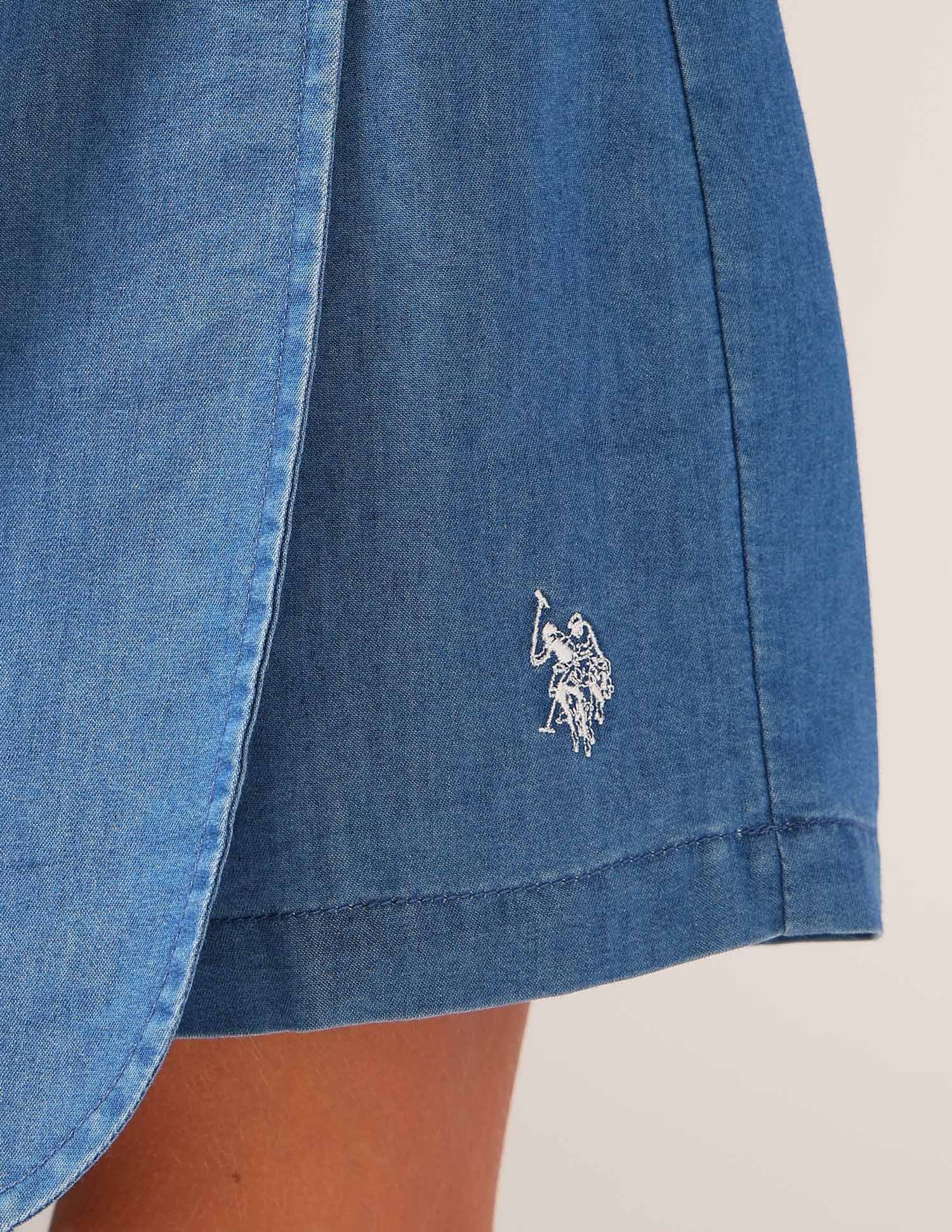 Girls Chambray Solid Skorts Indigo - U.S. POLO ASSN. | Large