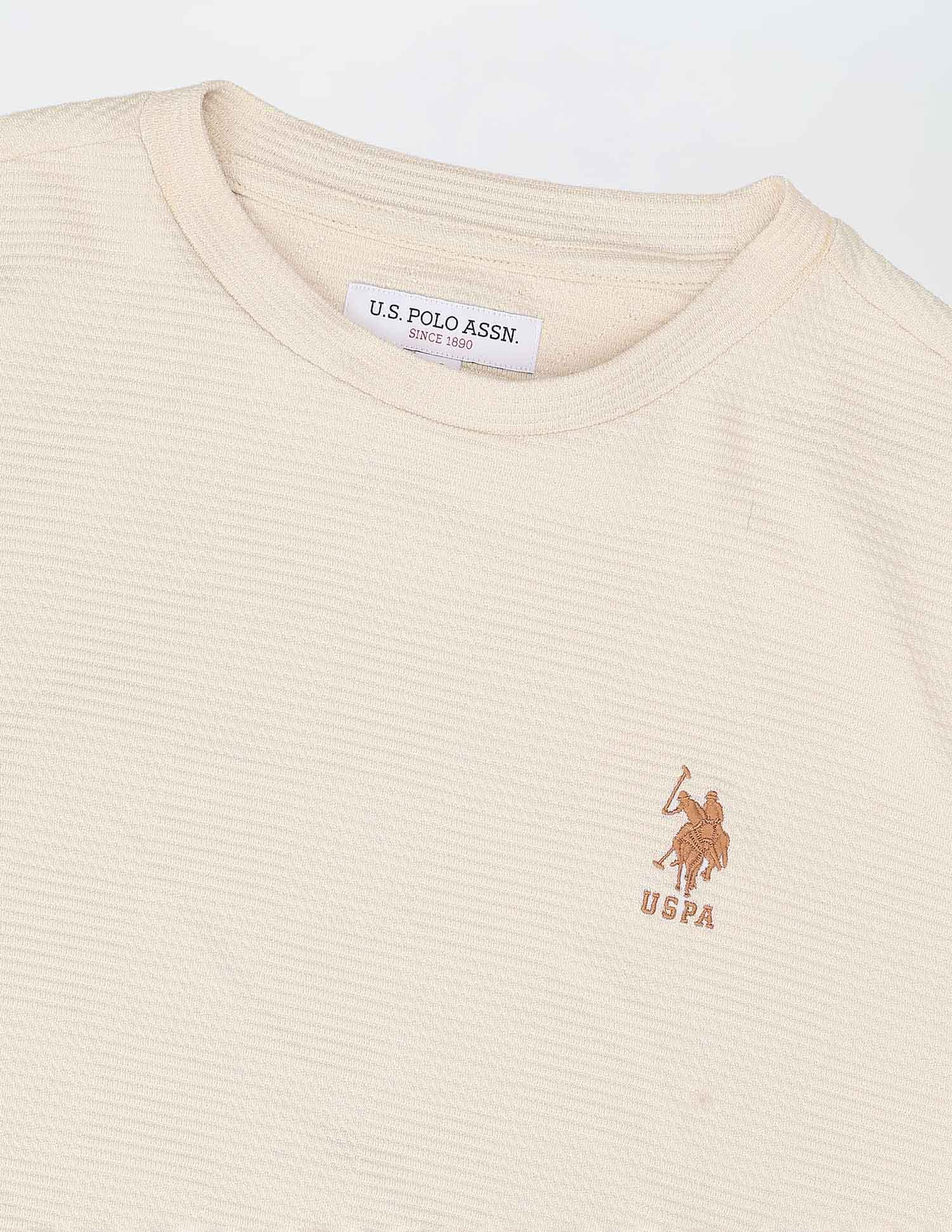 Textured Patterned Knit Regular Fit Sweatshirt Beige - U.S. POLO ASSN. | Large
