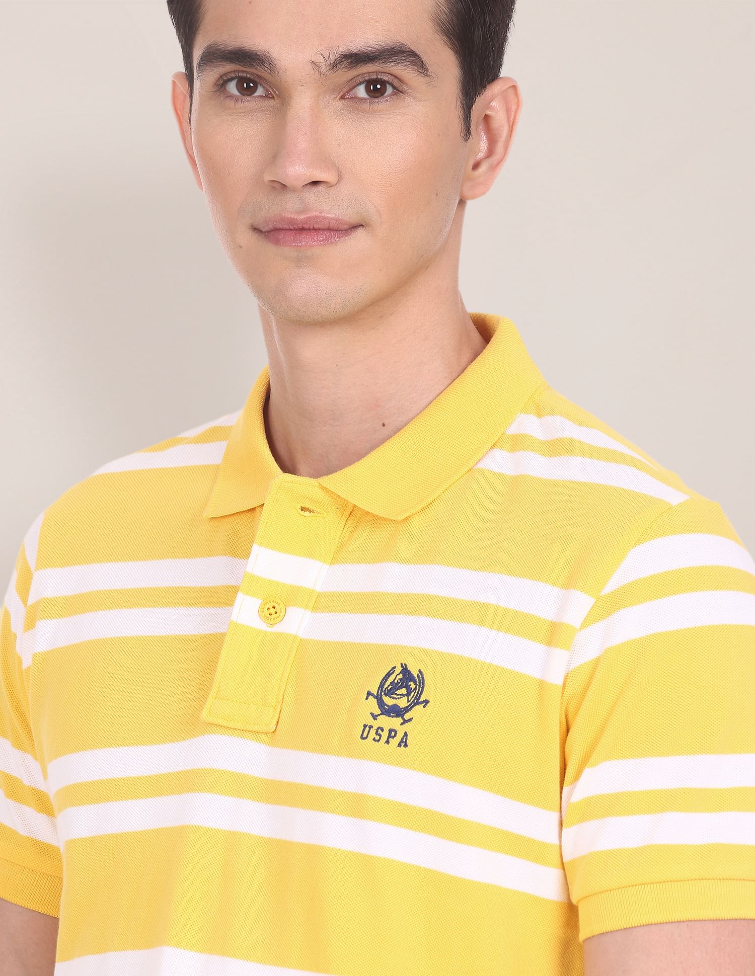 Horizontal Stripe Cotton Polo Shirt Yellow - U.S. POLO ASSN. | Large