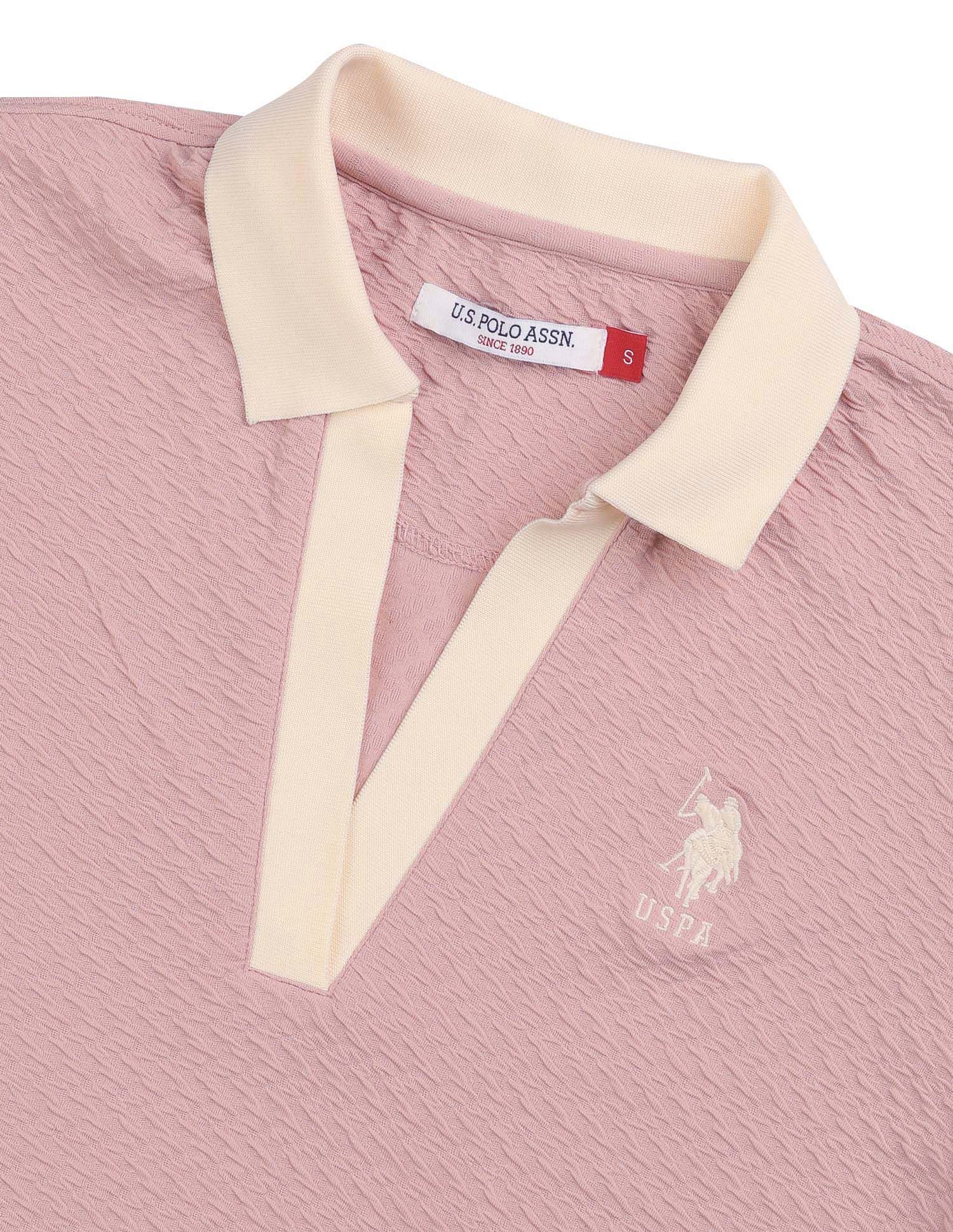 Textured Regular Fit Top Pink - U.S. POLO ASSN. | Large