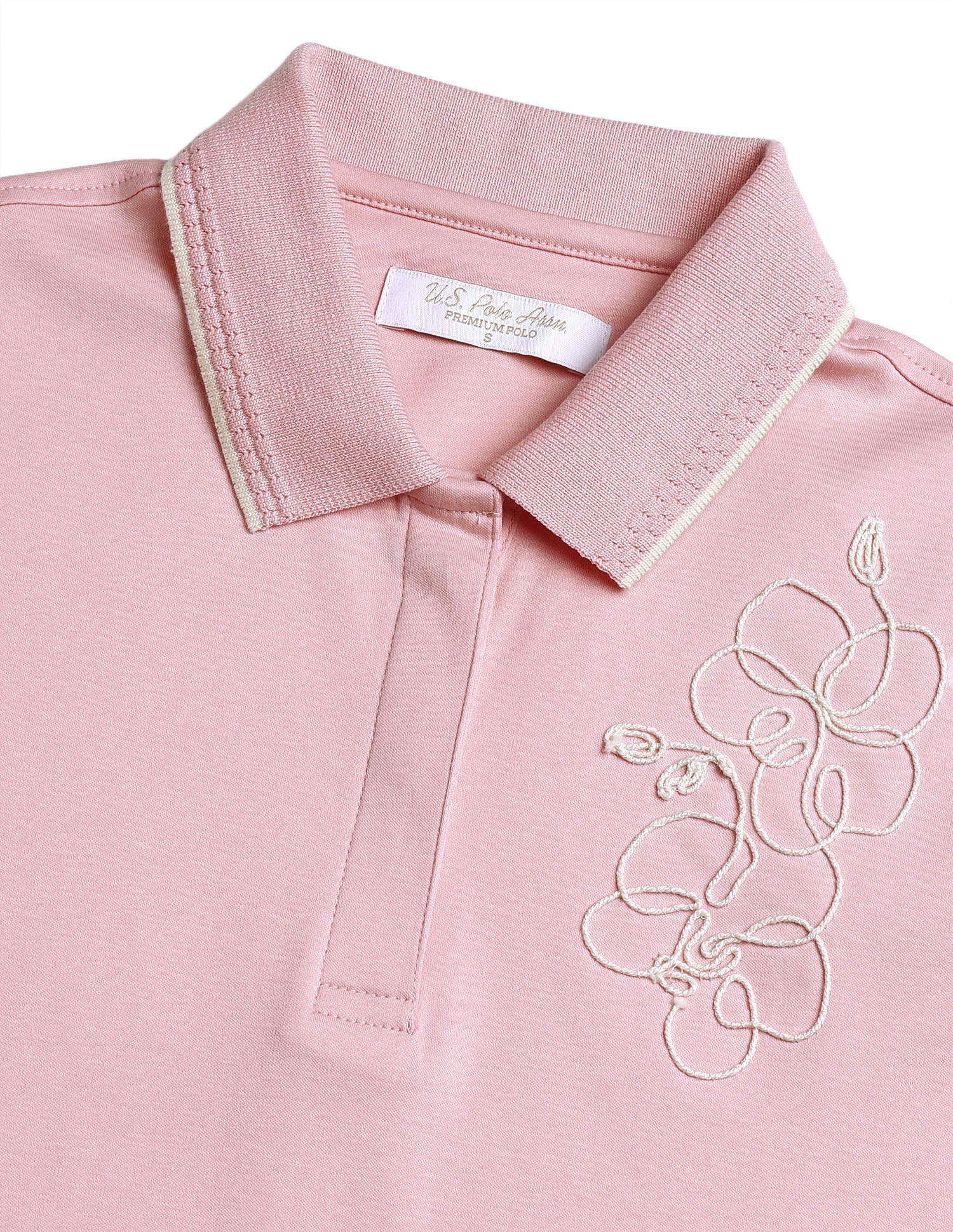 Boxy Fit Floral Embroidered Polo Shirt Pink - U.S. Polo Assn. India | Large