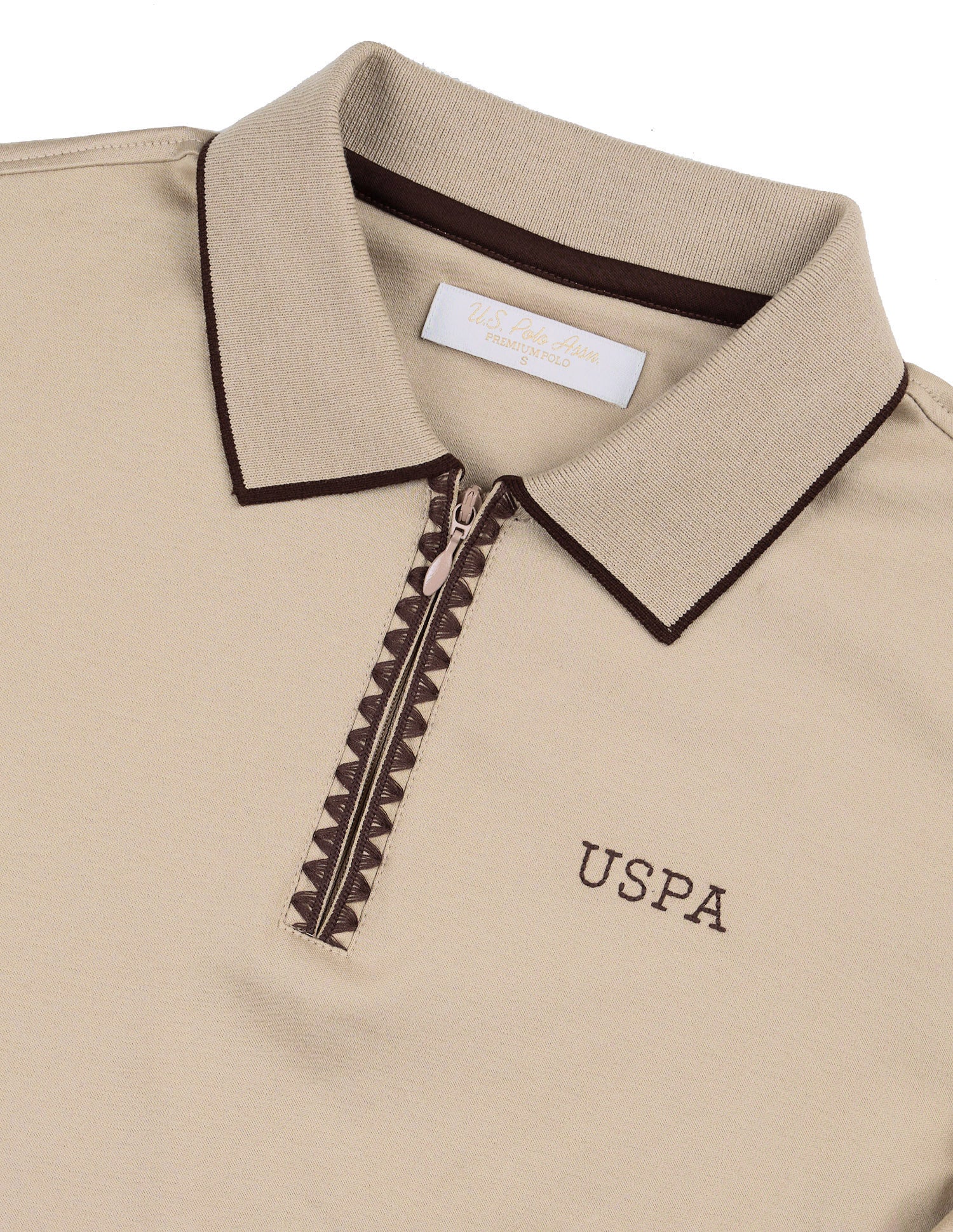Solid Regular Fit Polo Shirt Beige - U.S. Polo Assn. India | Large