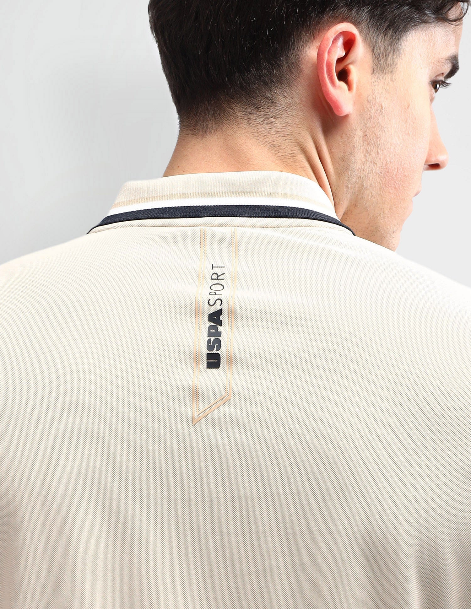 Slim Fit Solid Polo Shirt Beige - U.S. Polo Assn. India | Large