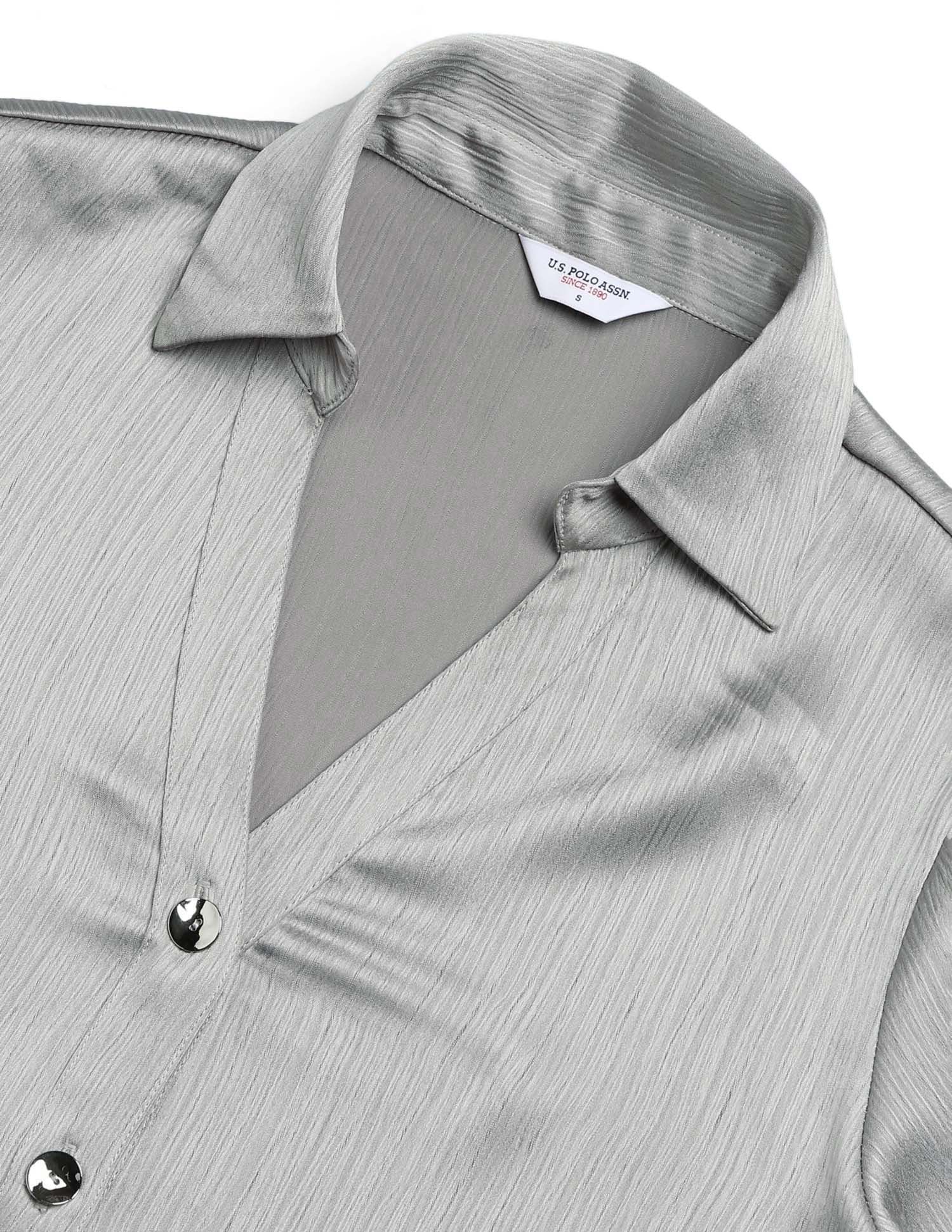 Crinkled Regular Fit Shirt Grey - U.S. POLO ASSN. | Large