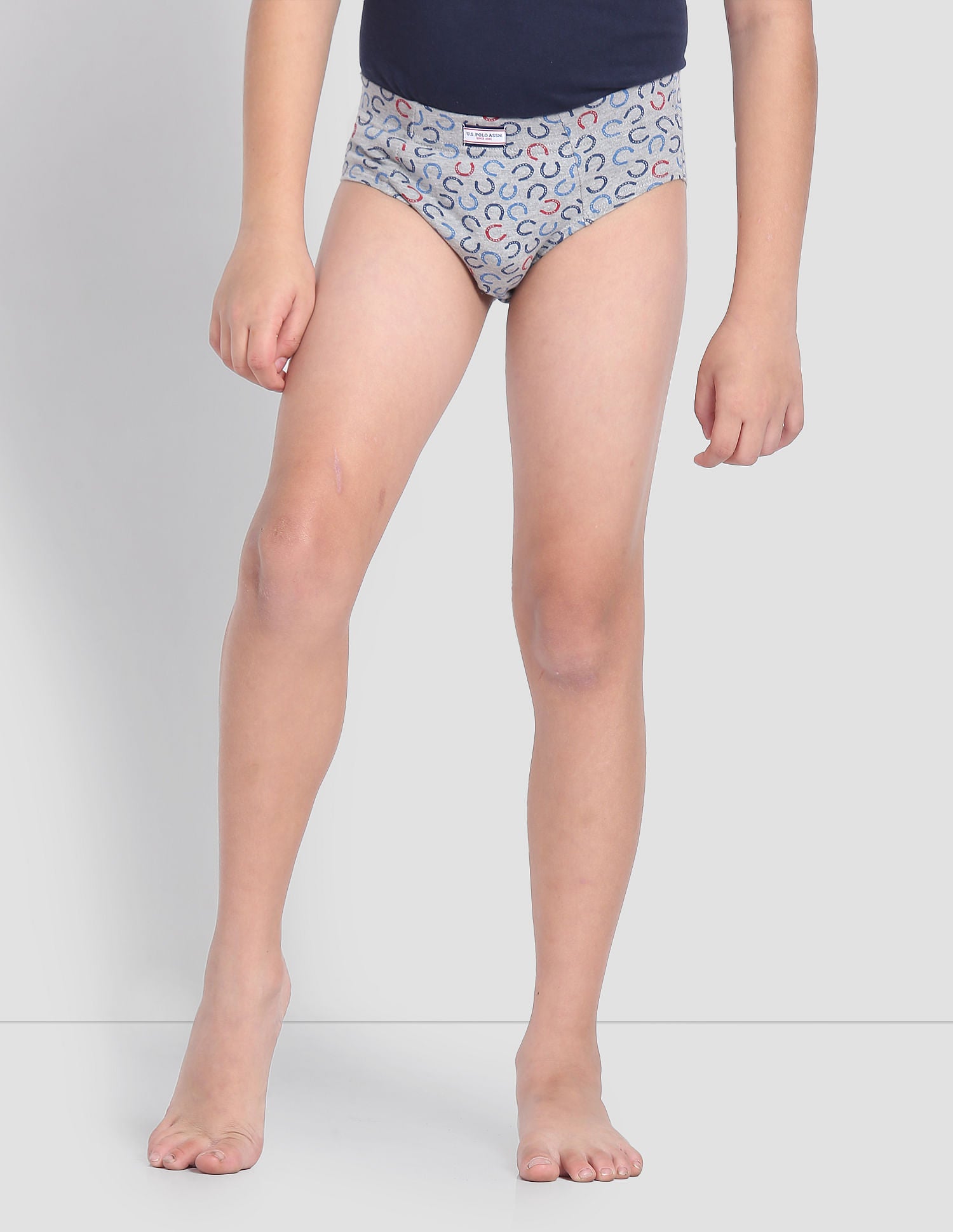 Mid Rise Cotton Spandex OKB01 Briefs - Pack Of 3 Red, Navy and Grey - U.S. POLO ASSN. | Large