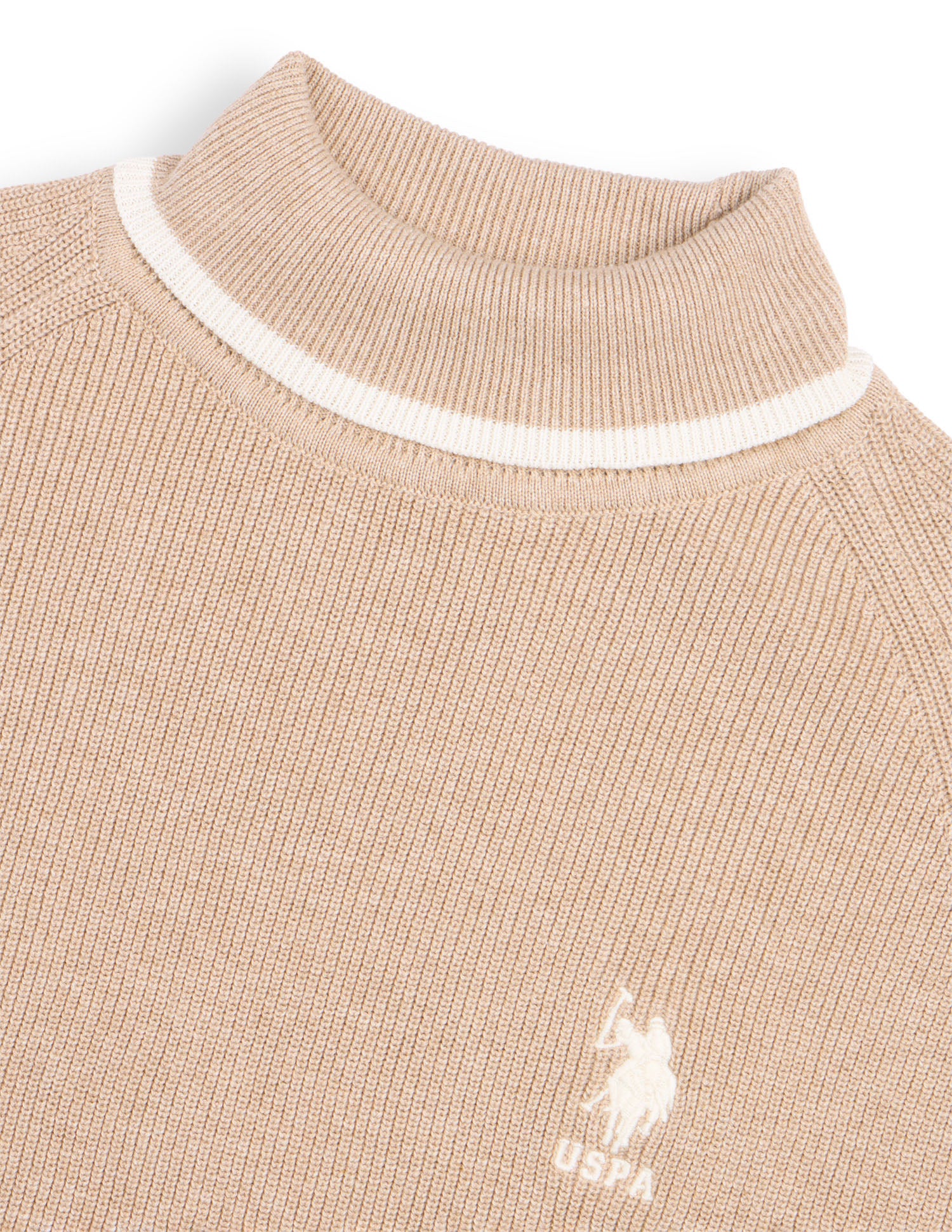 Solid Regular Fit Sweater Beige - U.S. Polo Assn. India | Large