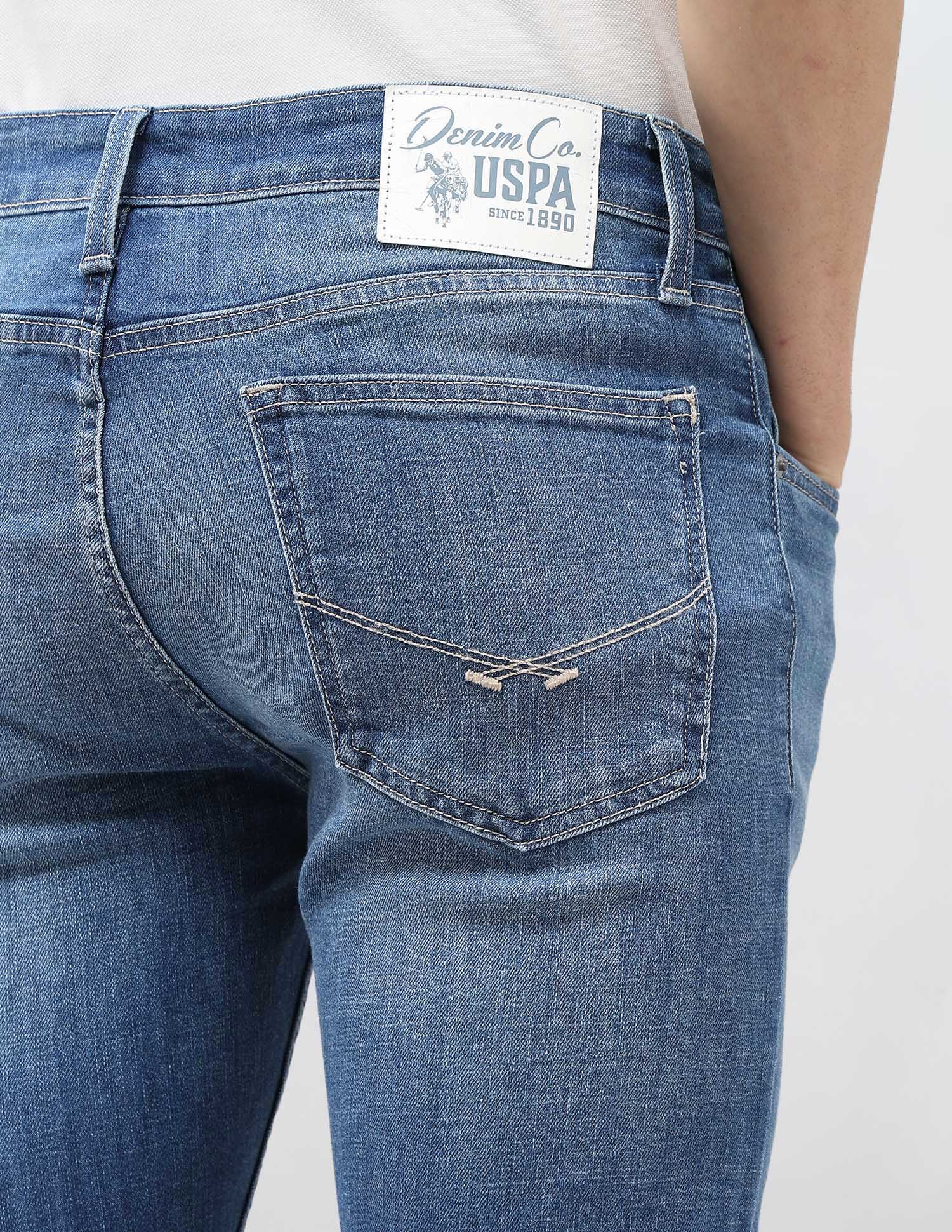 Regallo Skinny Fit Whiskered Jeans Med Blue - U.S. Polo Assn. India | Large
