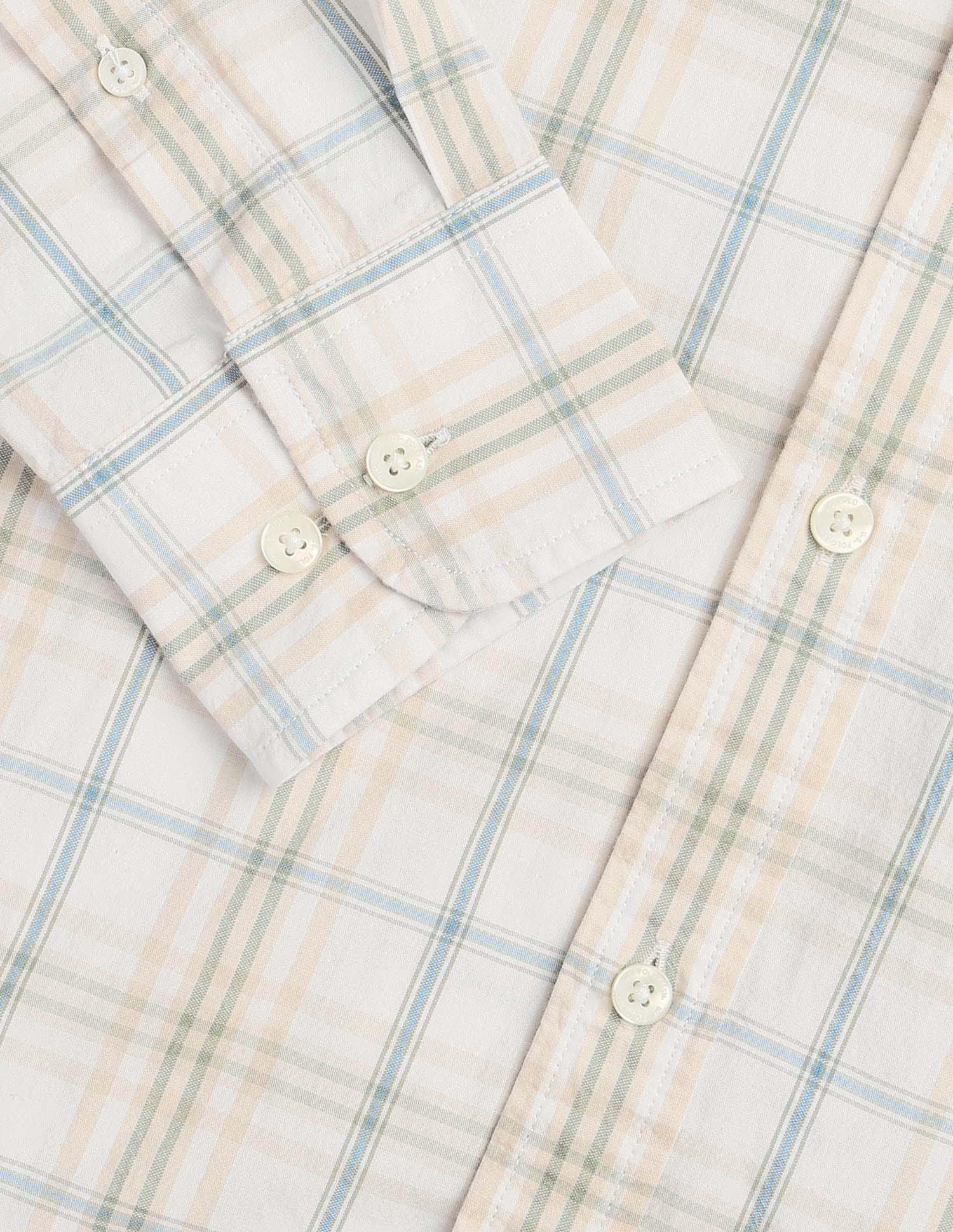 Grid Tattersall Checked Seersucker Shirt Off-White - U.S. POLO ASSN. | Large