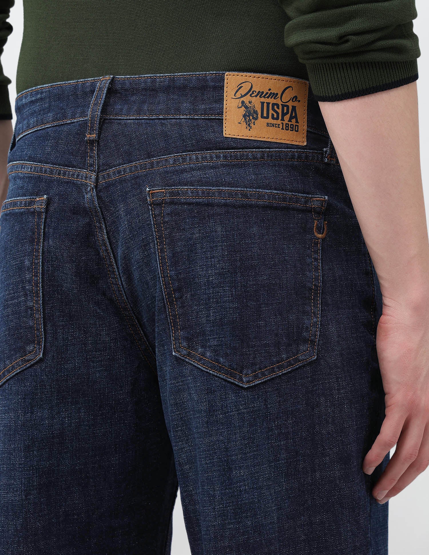 Shawn Relaxed Fit Whiskered Jeans Dark Blue - U.S. Polo Assn. India | Large