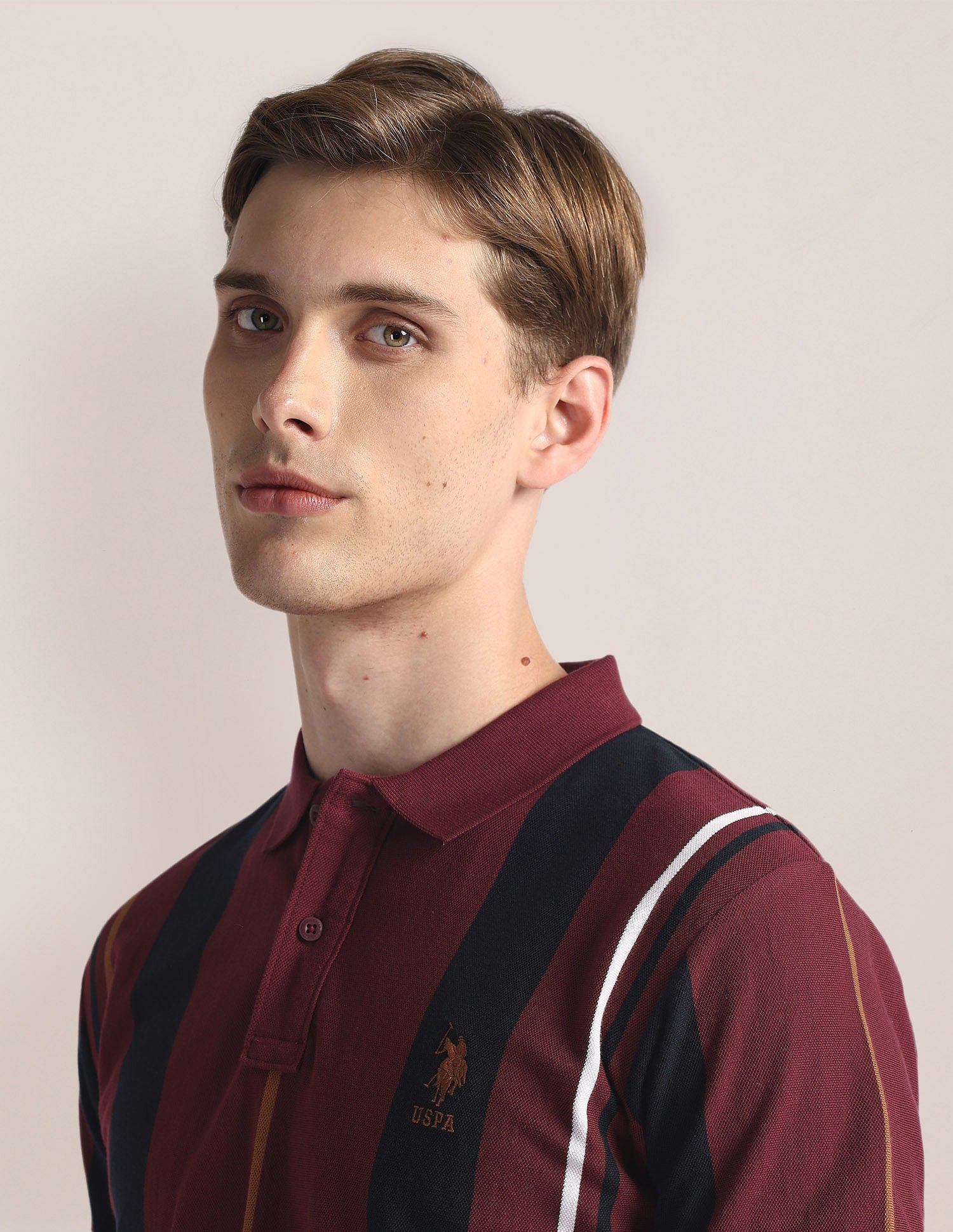 Vertical Stripe Slim Polo Shirt Red - U.S. POLO ASSN. | Large