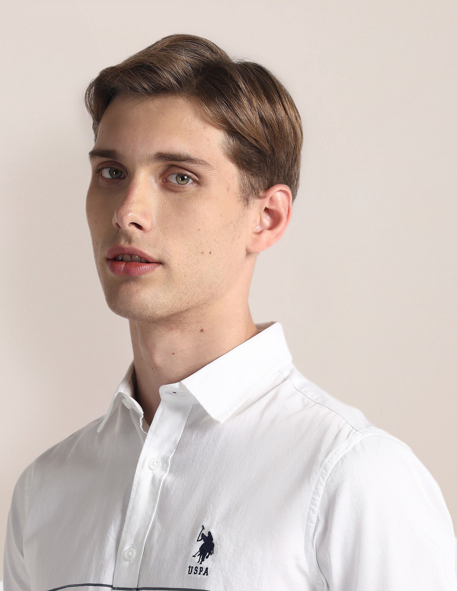 Horizontal Stripe Twill Shirt White - U.S. POLO ASSN. | Large