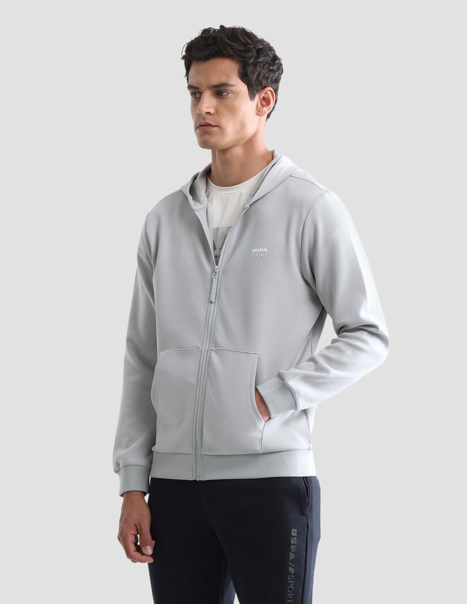 Solid Regular Fit Active Sweatshirt Grey - U.S. Polo Assn. India | Large