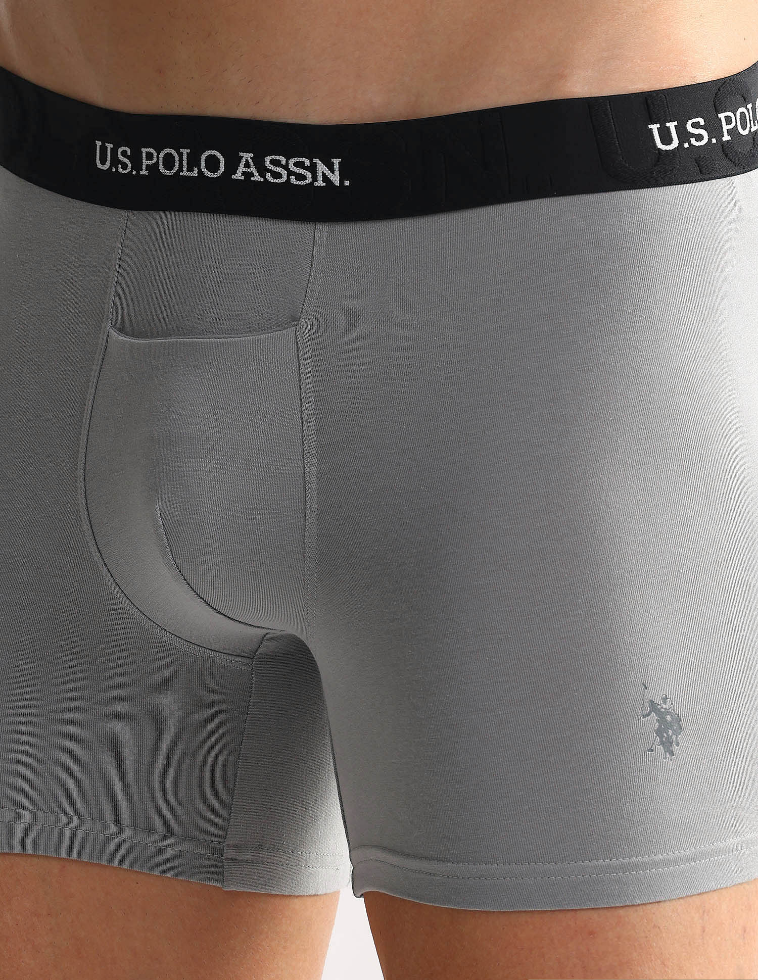 Elastic Waistband Ribbed Solid OET012 Trunks - Pack Of 2 Glacier Lake and Grey - U.S. POLO ASSN. | Large
