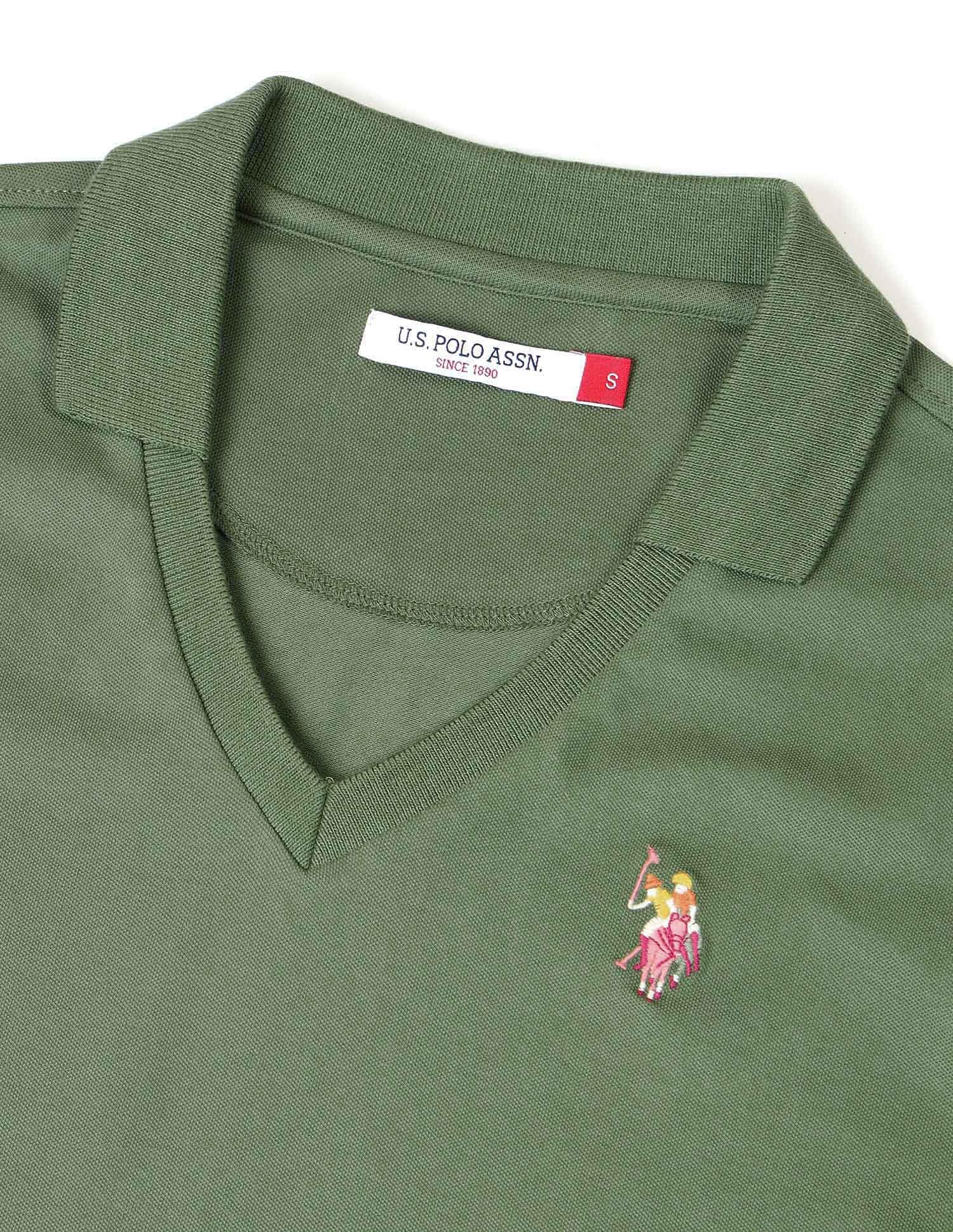 Regular Fit Solid Polo Shirt Green - U.S. Polo Assn. India | Large