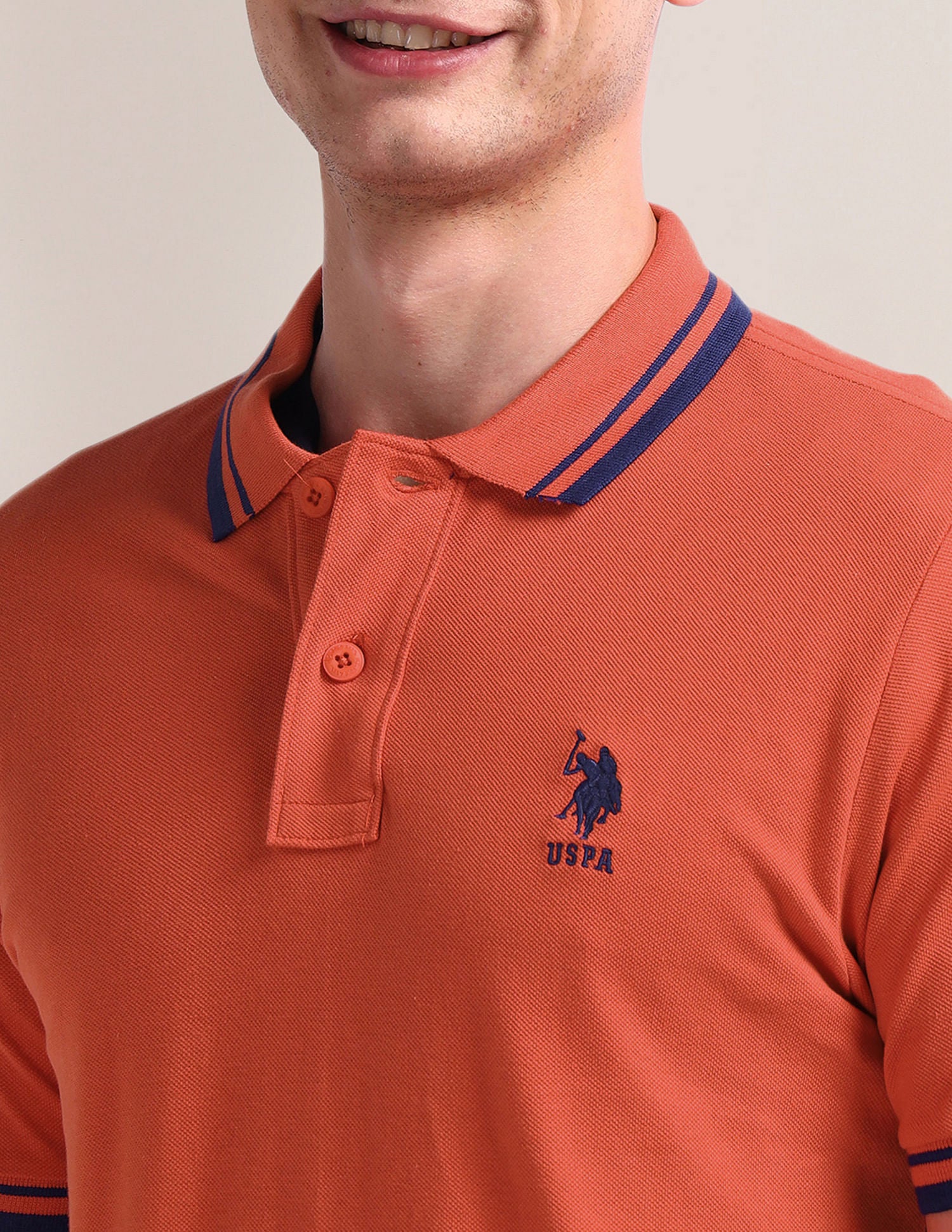 Solid Slim Fit Polo Shirt Rust - U.S. Polo Assn. India | Large