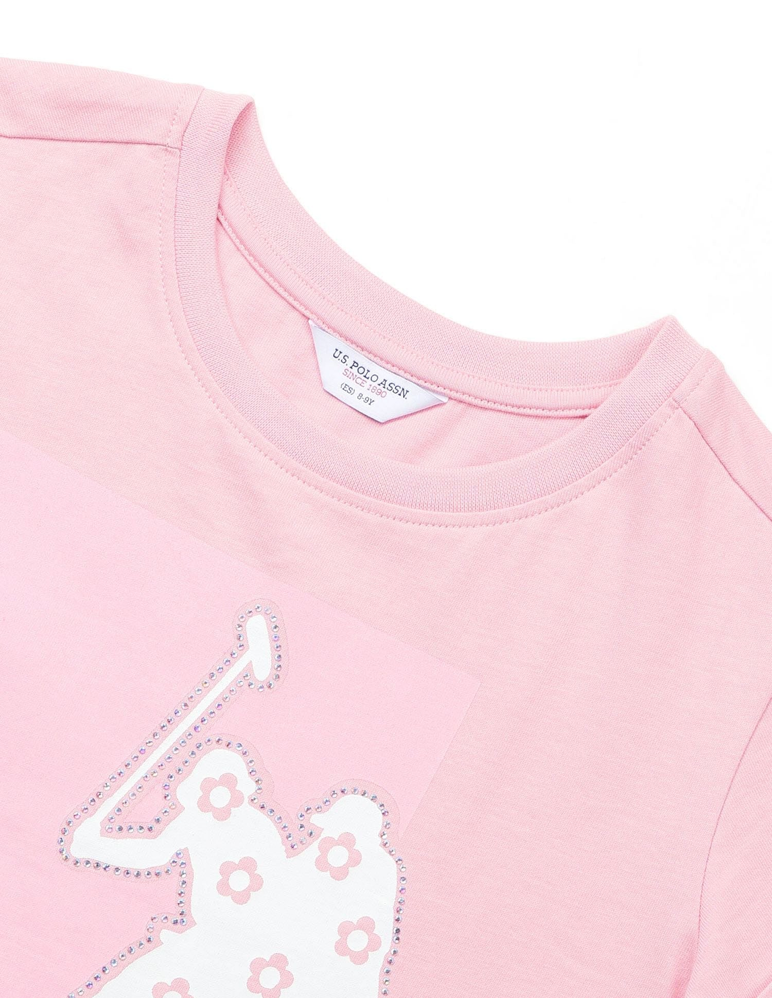 Girls Stud Detailed Relaxed Fit T-Shirt Pink - U.S. POLO ASSN. | Large