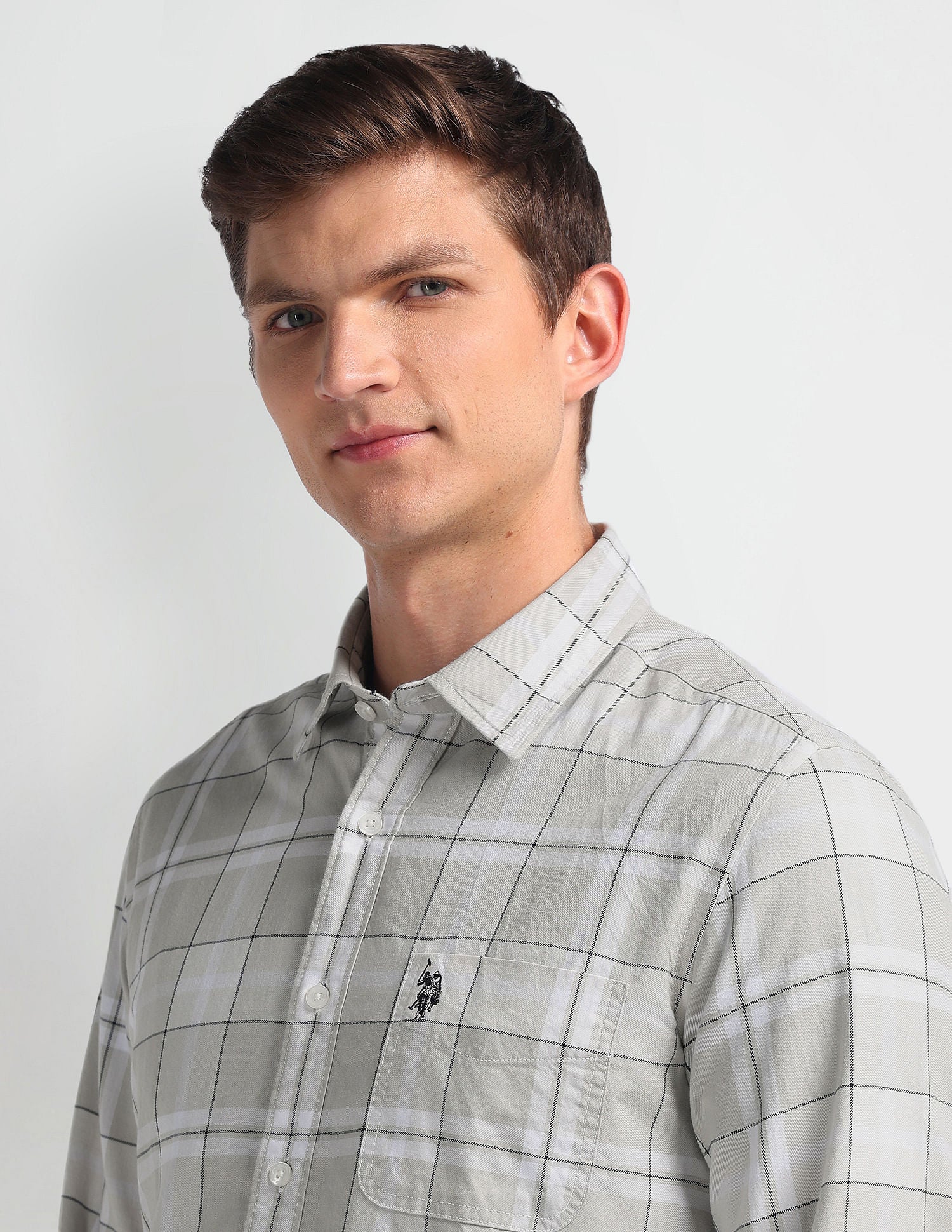 Plaid Check Slim Fit Shirt Off-White - U.S. Polo Assn. India | Large