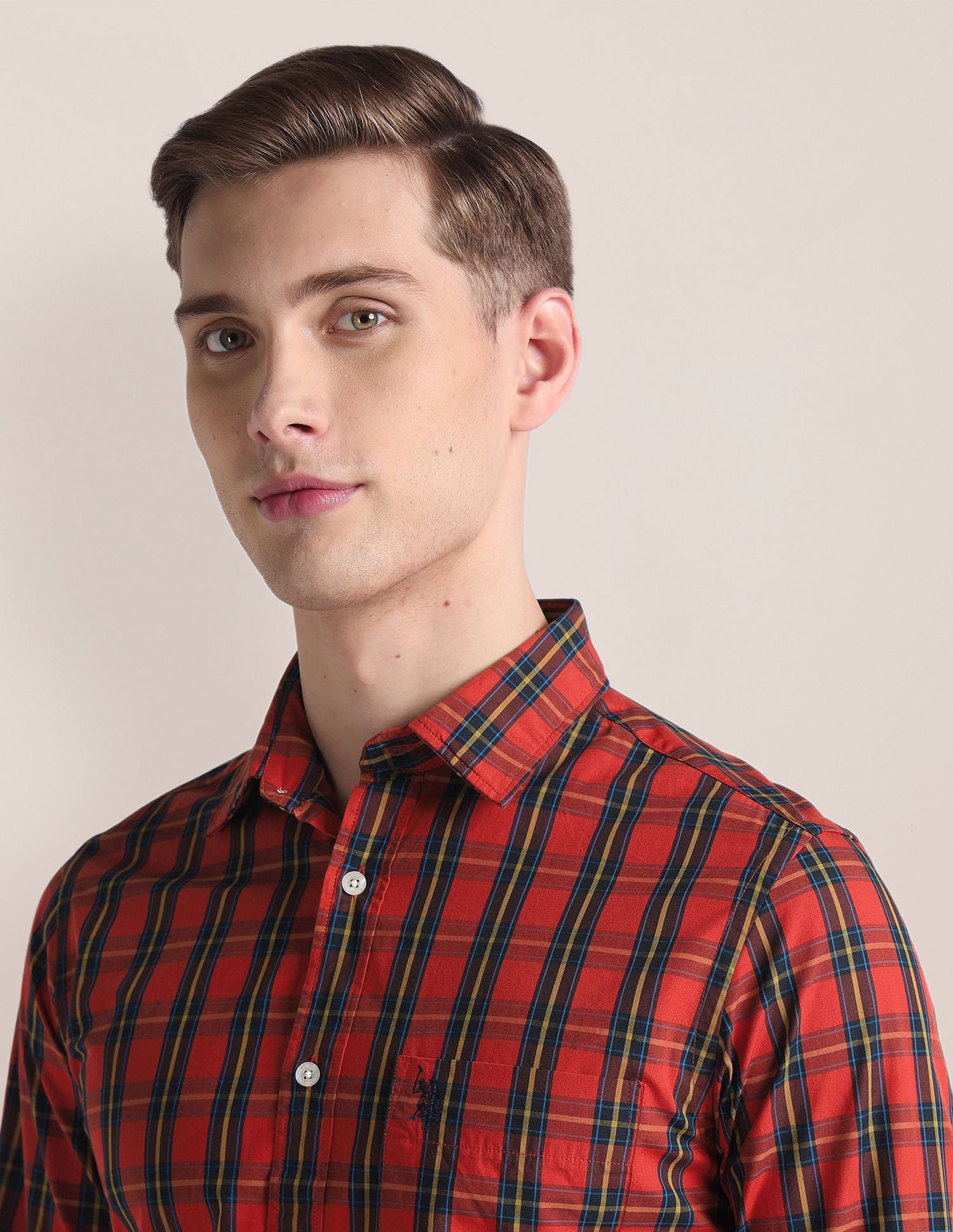 Tartan Check Tailored Fit Shirt Red - U.S. Polo Assn. India | Large