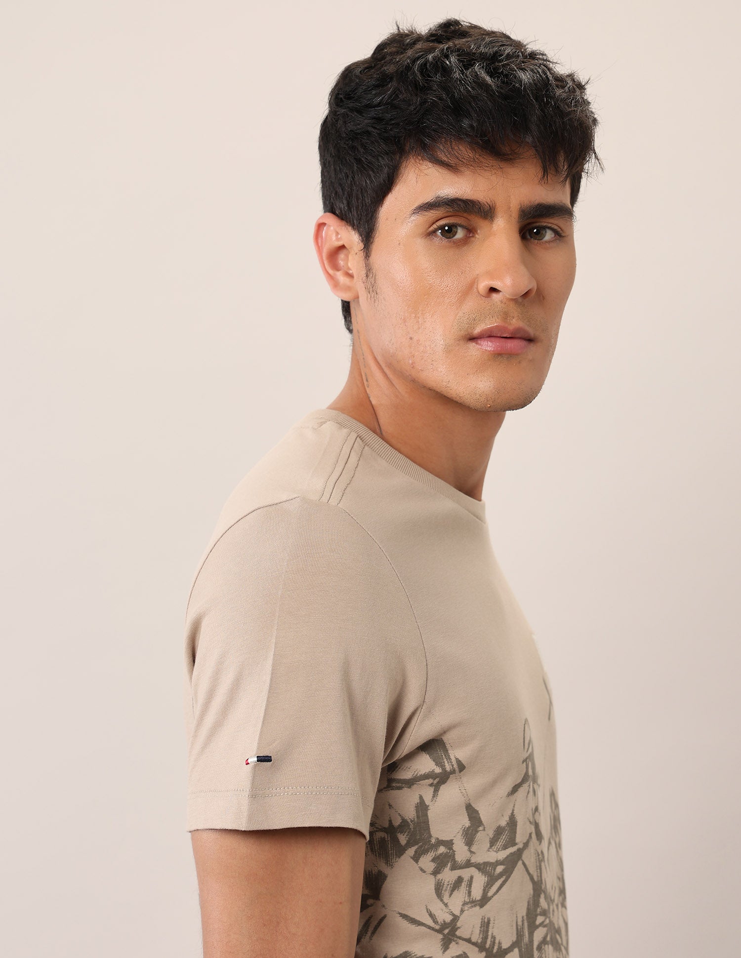 Graphic Printed Muscle Fit T-Shirt Beige - U.S. Polo Assn. India | Large