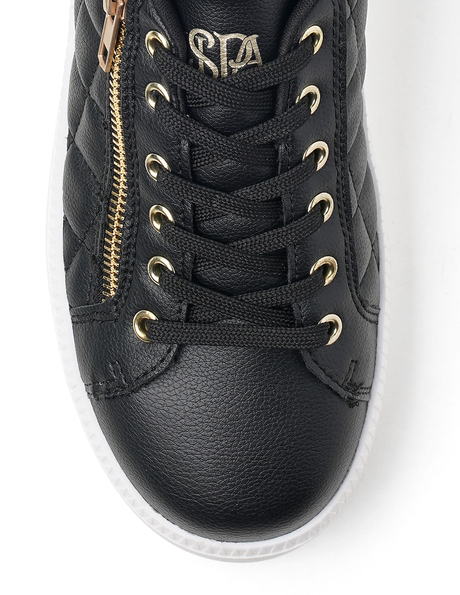 Women Textured Gabriella Metallic Logo Sneakers Black - U.S. Polo Assn. India | Large