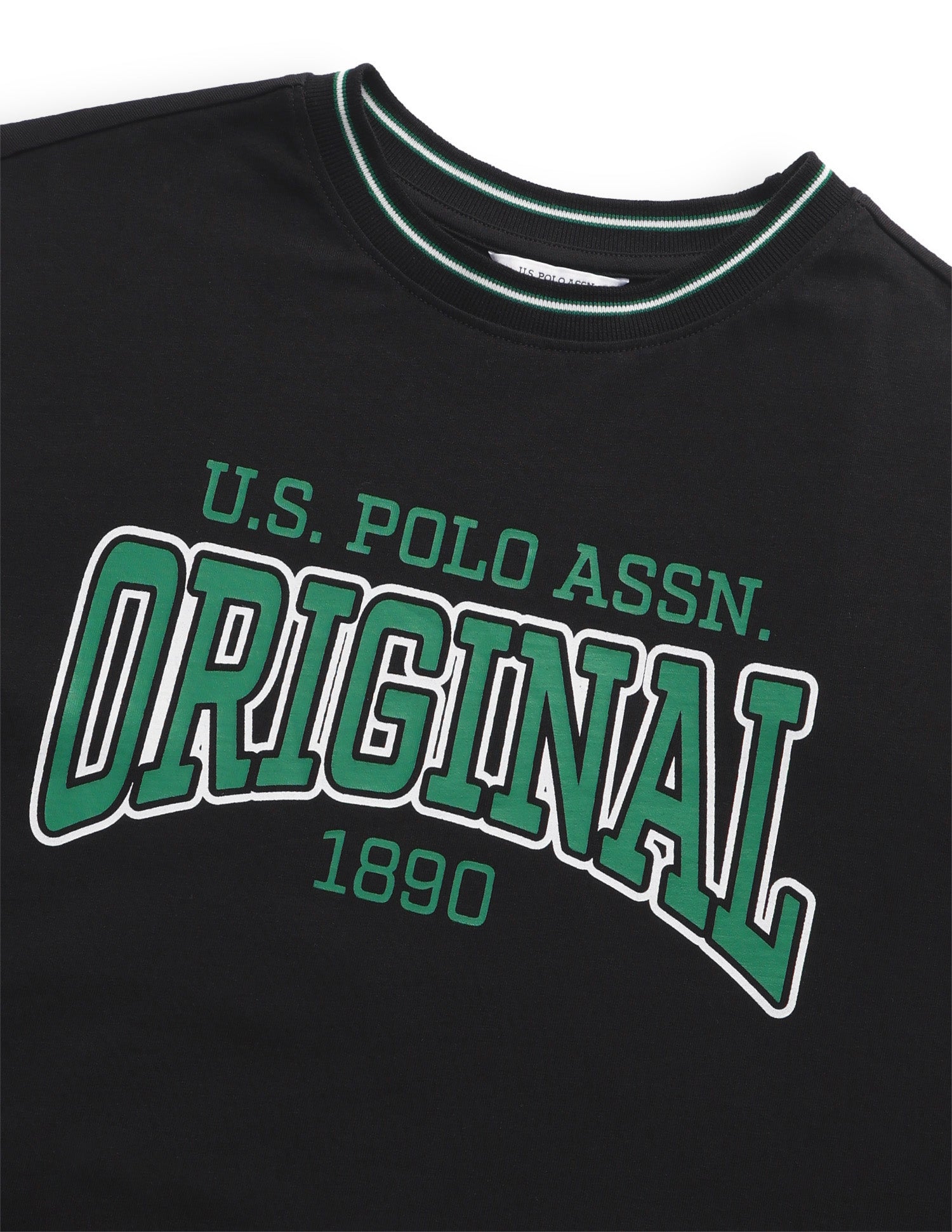 Typographic Brand Printed Boxy Fit T-Shirt Black - U.S. Polo Assn. India | Large