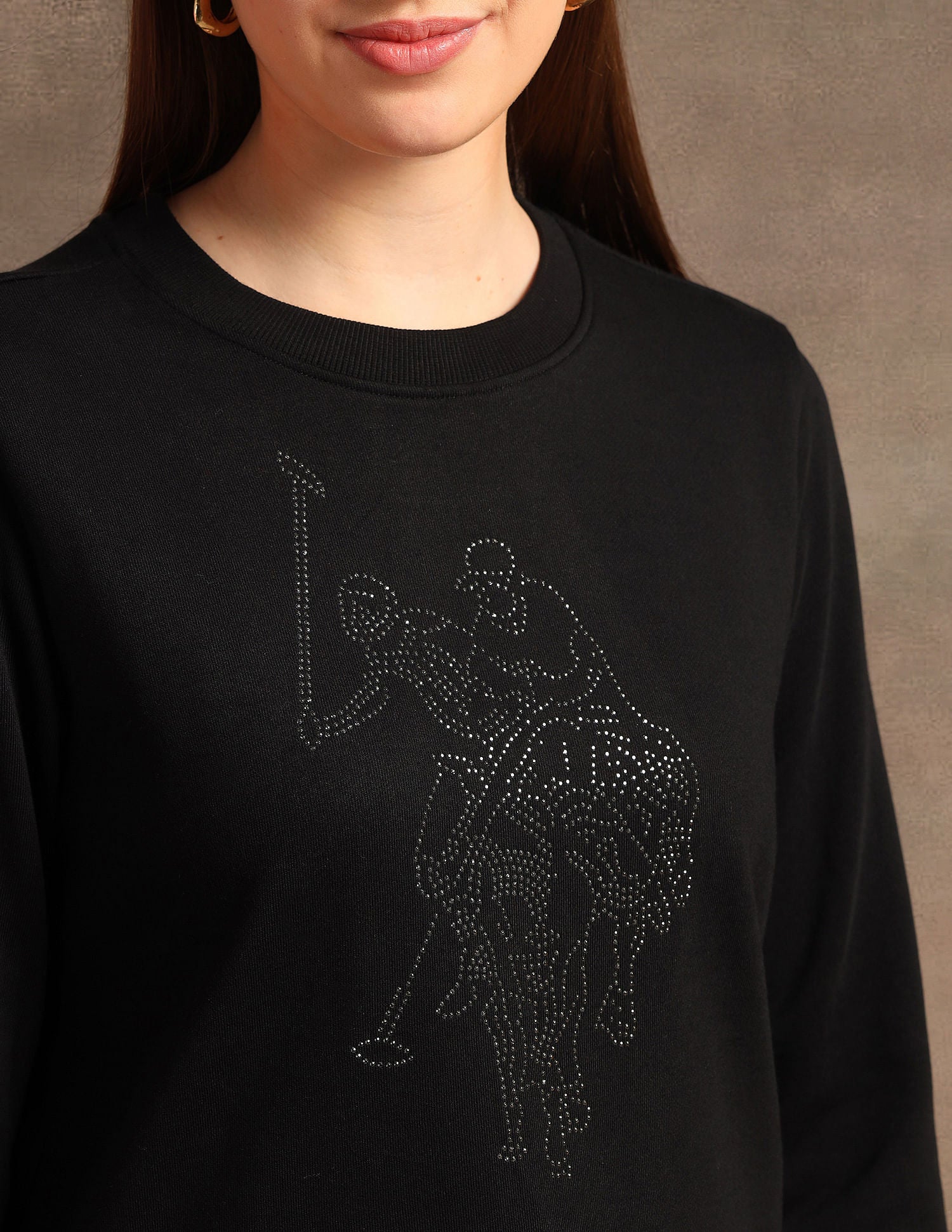 Drop Shoulder Embellished Sweatshirt Black - U.S. POLO ASSN. | Large