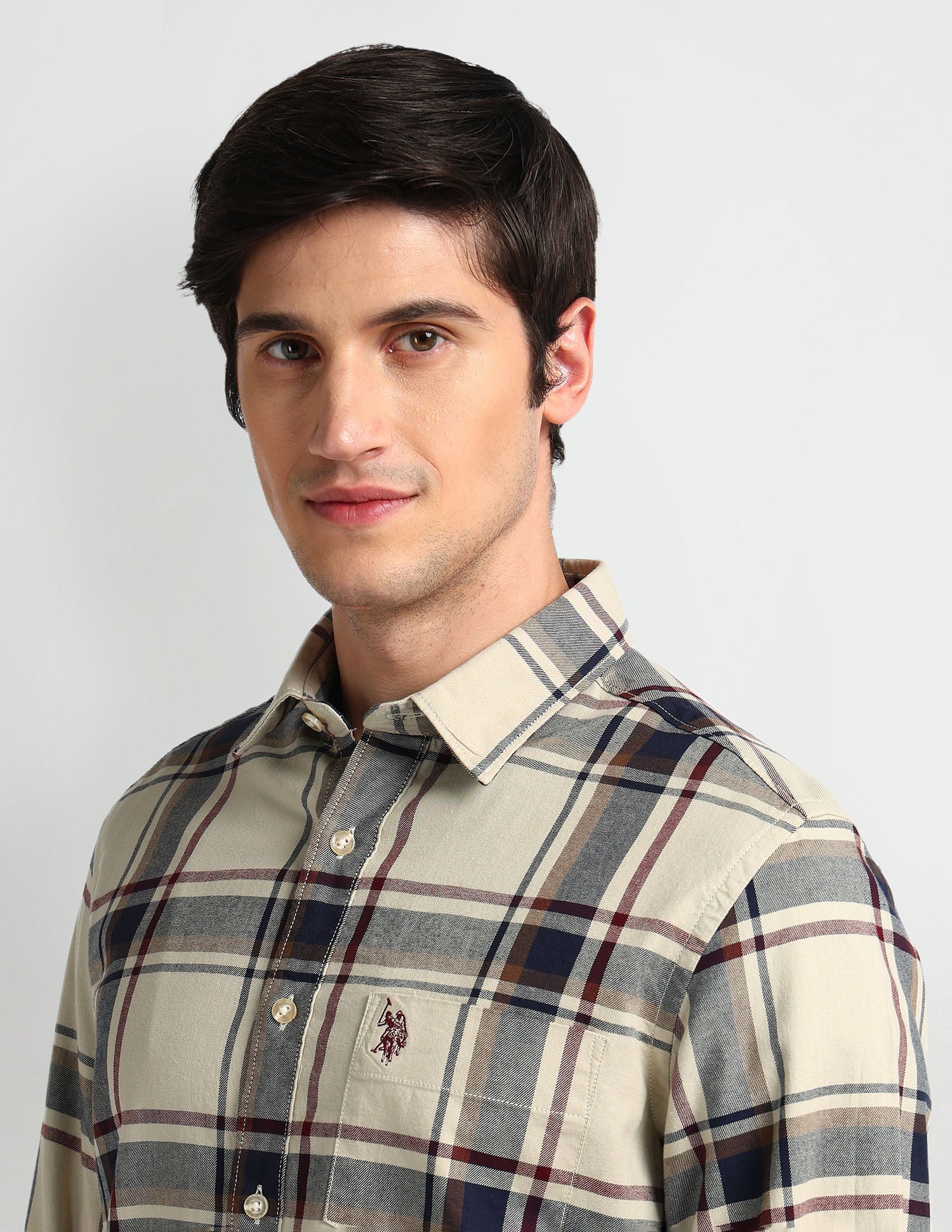 Tartan Check Tailored Fit Shirt Khaki - U.S. POLO ASSN. | Large